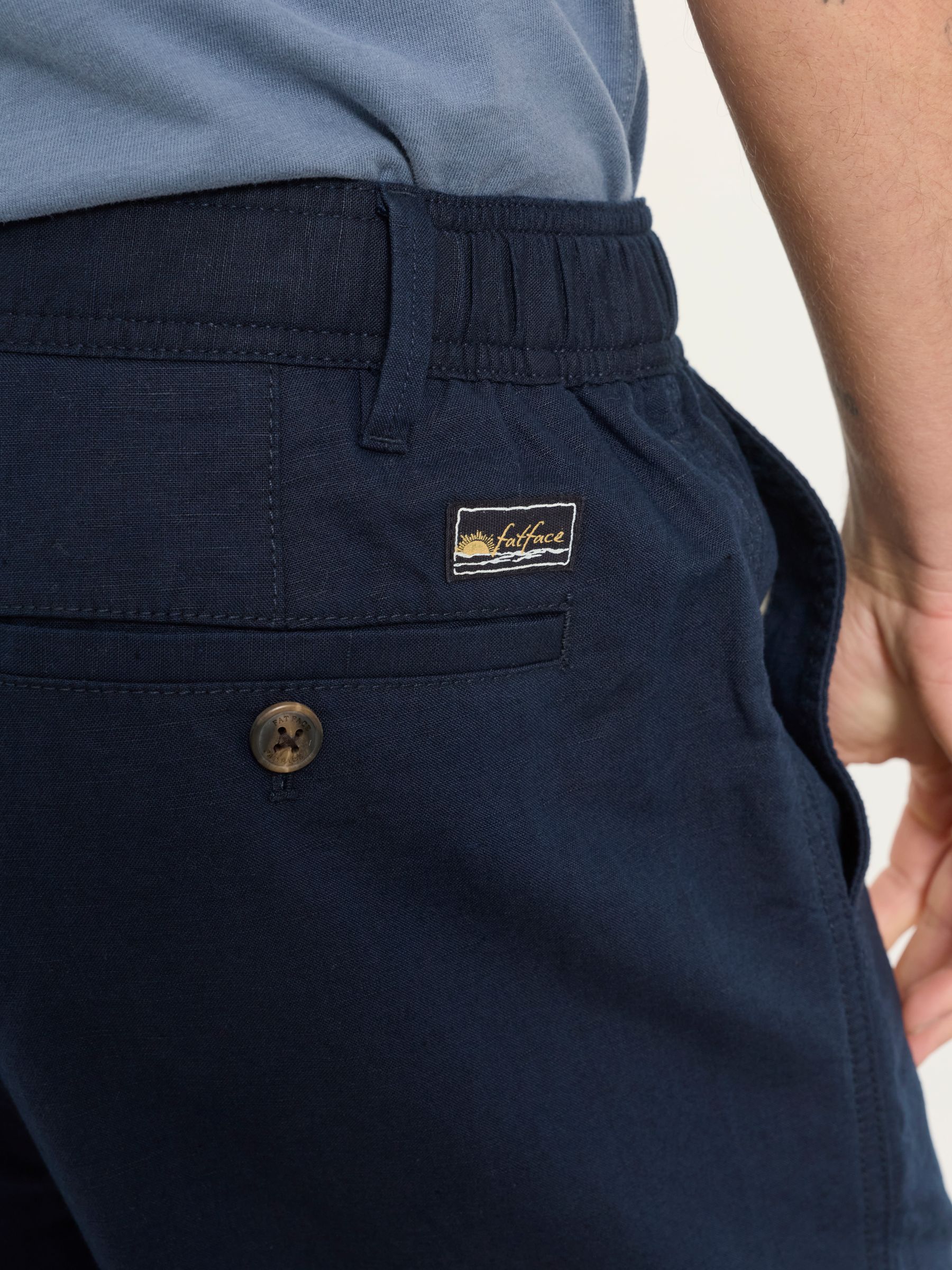 Hayle Navy Linen Cotton Trousers - Image 3 of 6