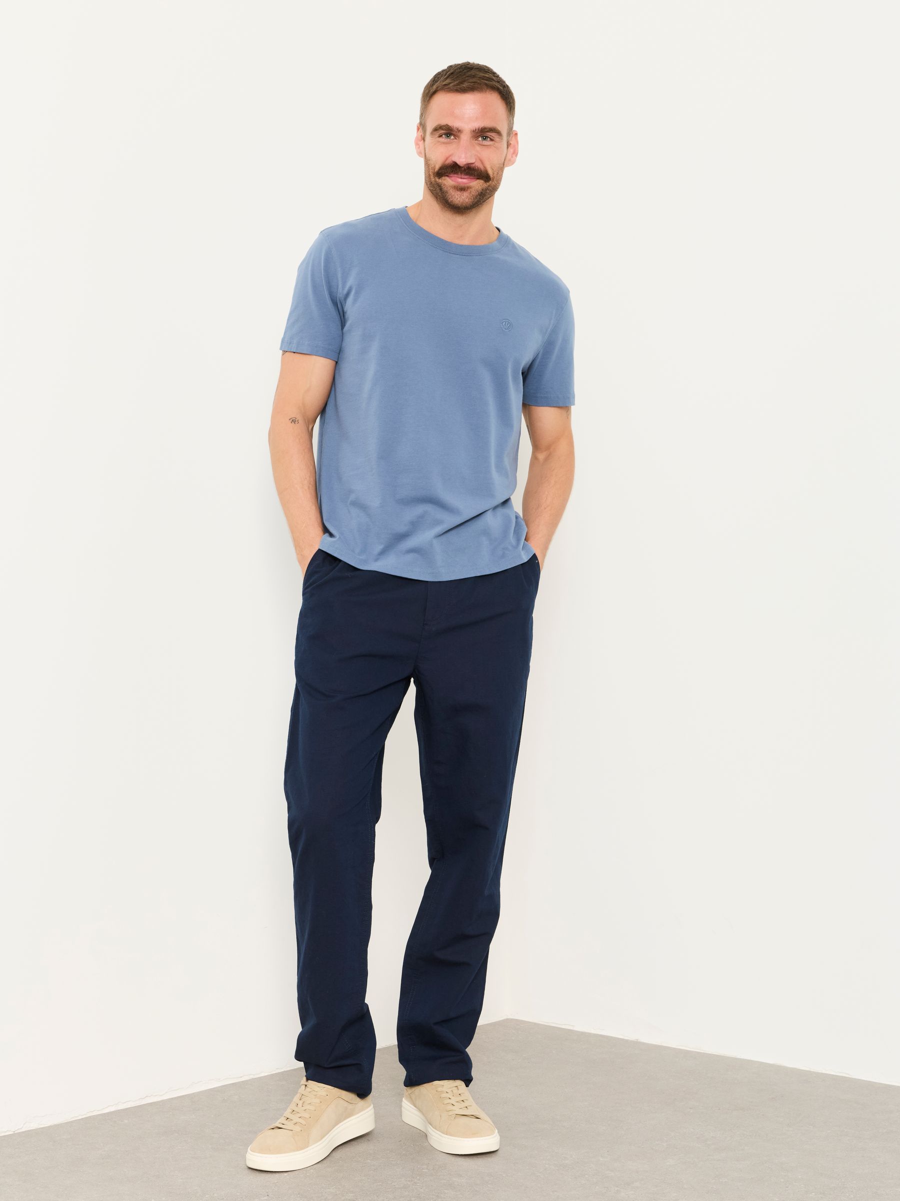Hayle Navy Linen Cotton Trousers - Image 5 of 6