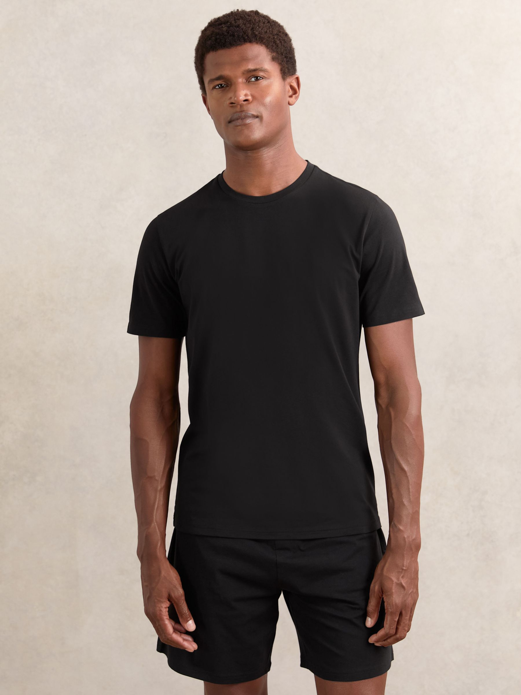 Stretch-Cotton Loungewear T-Shirts 2 Pack in Black - Image 2 of 5