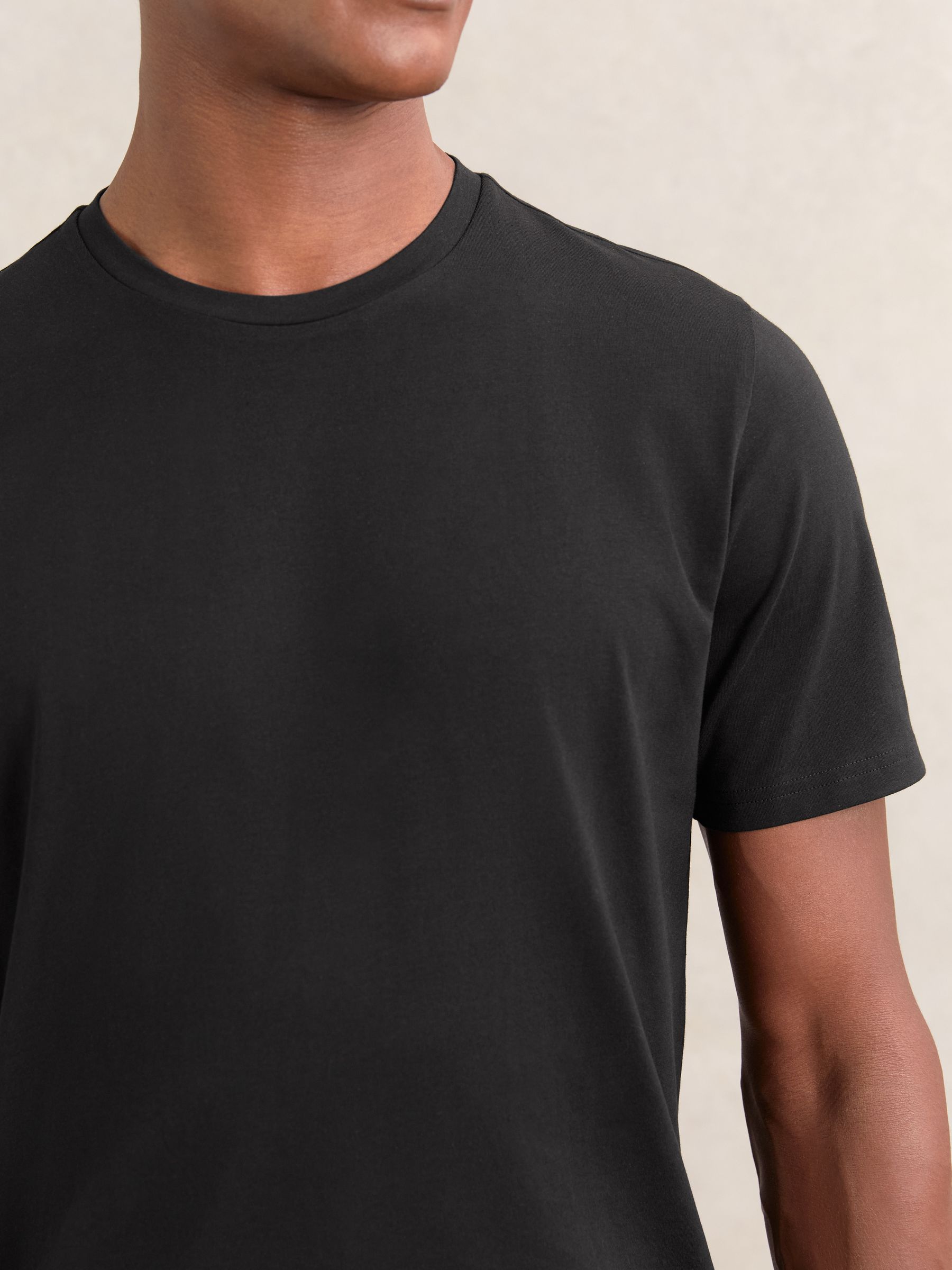 Stretch-Cotton Loungewear T-Shirts 2 Pack in Black - Image 3 of 5