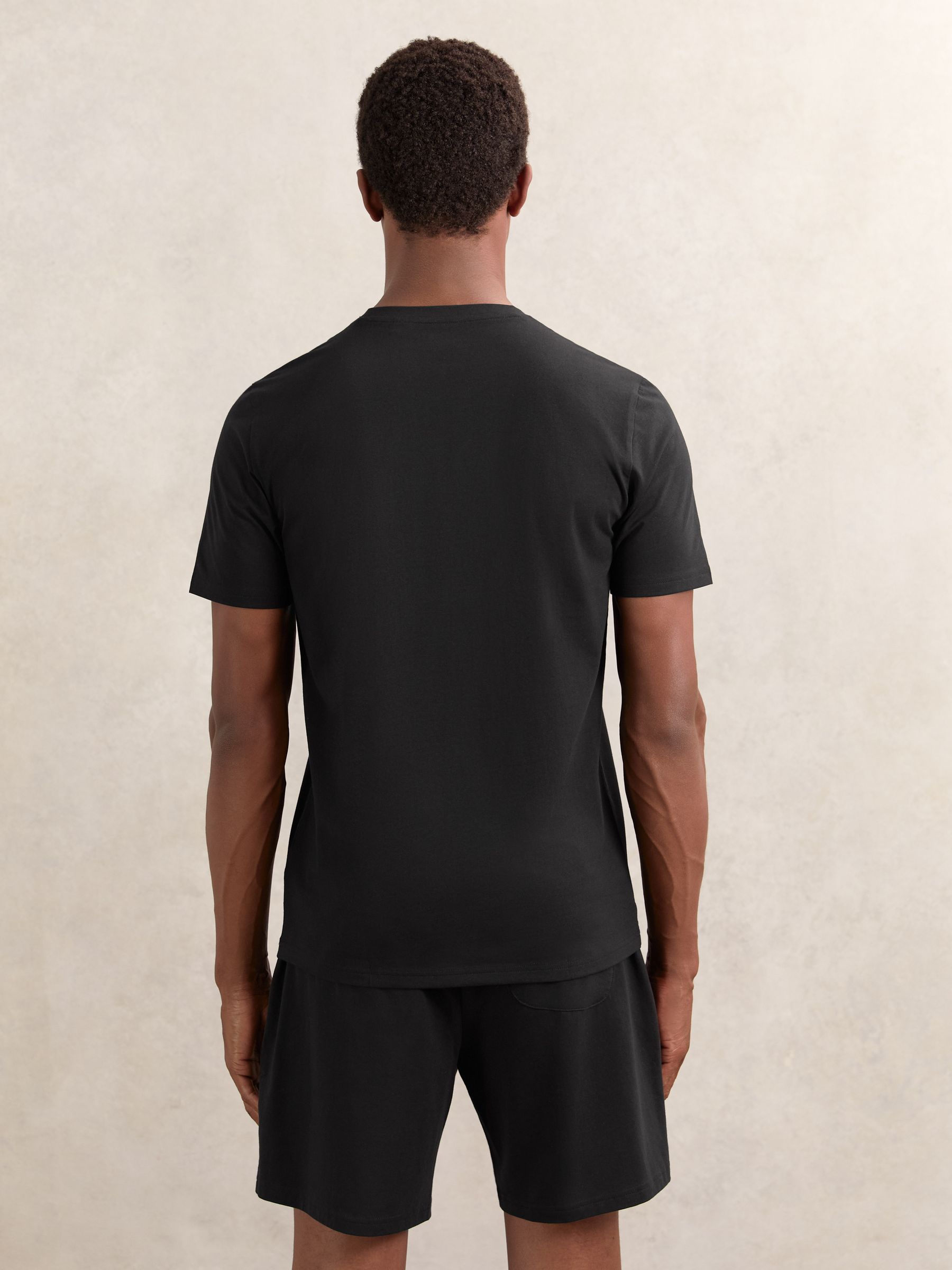 Stretch-Cotton Loungewear T-Shirts 2 Pack in Black - Image 4 of 5