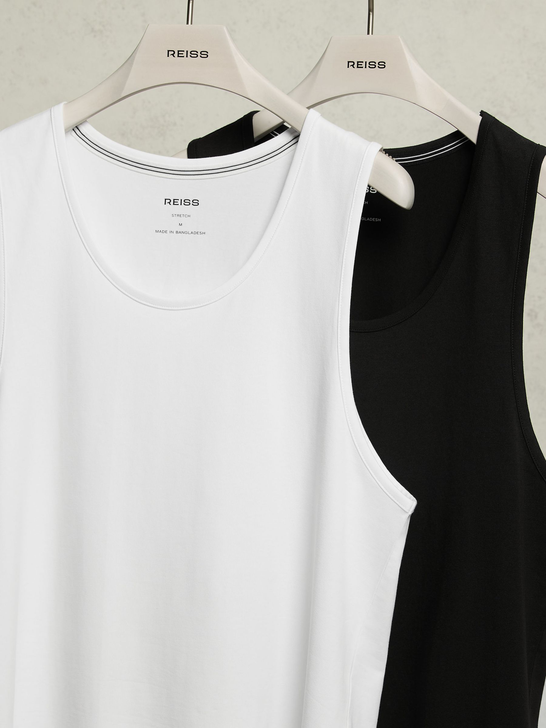 2 Pack Stretch-Cotton Loungewear Vests in White/Black - Image 1 of 7 2 Pack Stretch-Cotton Loungewear Vests in White/Black - Image 1 of 7
