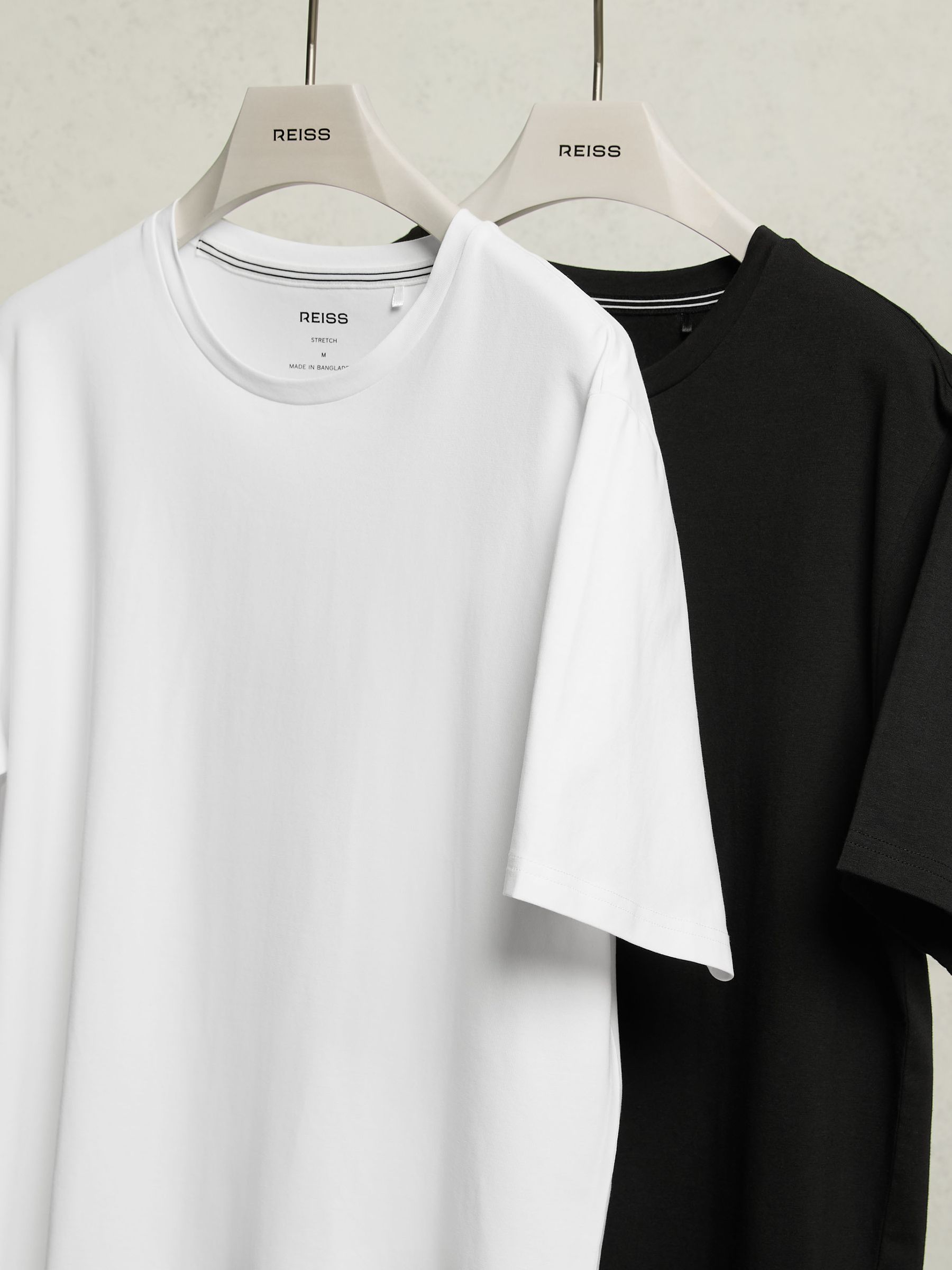 Stretch-Cotton Loungewear T-Shirts 2 Pack in Black/White - Image 1 of 8