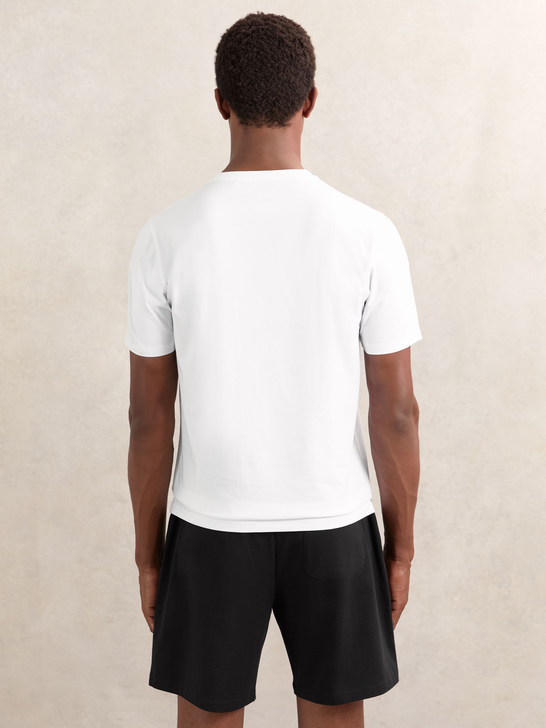 Stretch-Cotton Loungewear T-Shirts 2 Pack in Black/White - Image 4 of 8