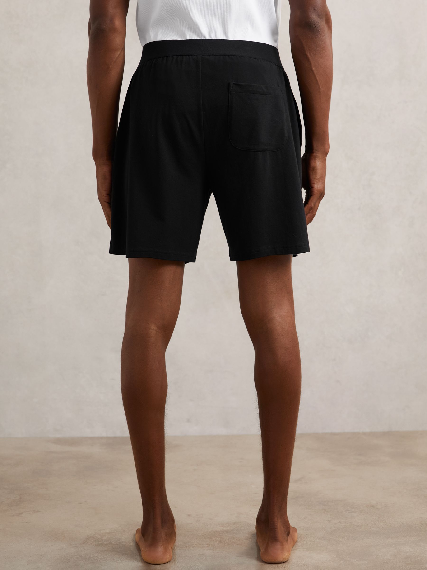 Cotton Jersey Logo-Waistband Shorts with Stretch in Black - image 4