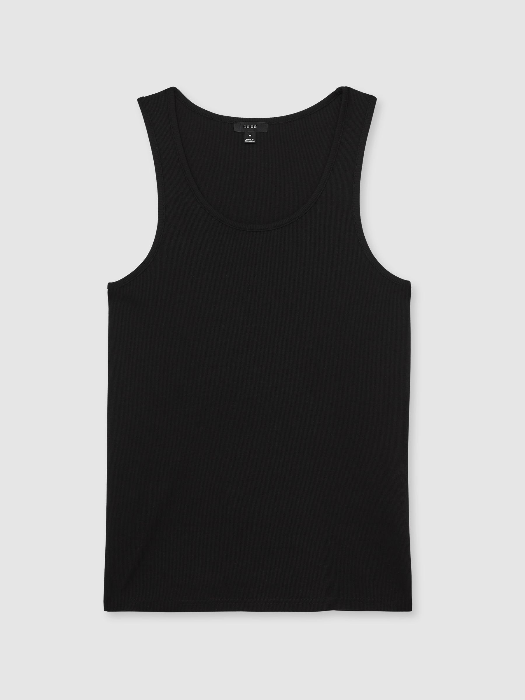 Stretch-Cotton Ribbed Vest in Black - Image 2 of 6