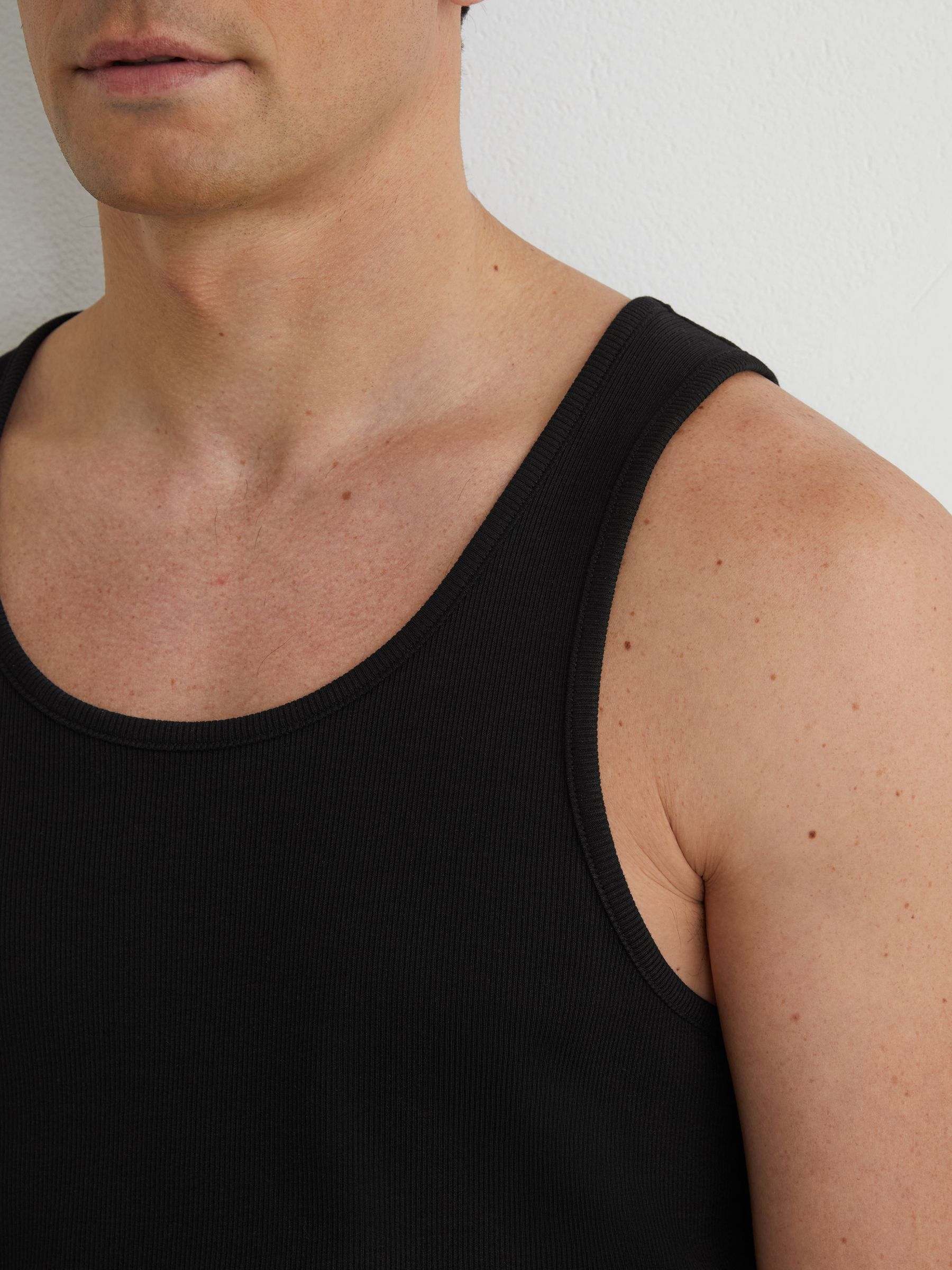 Stretch-Cotton Ribbed Vest in Black - image 4
