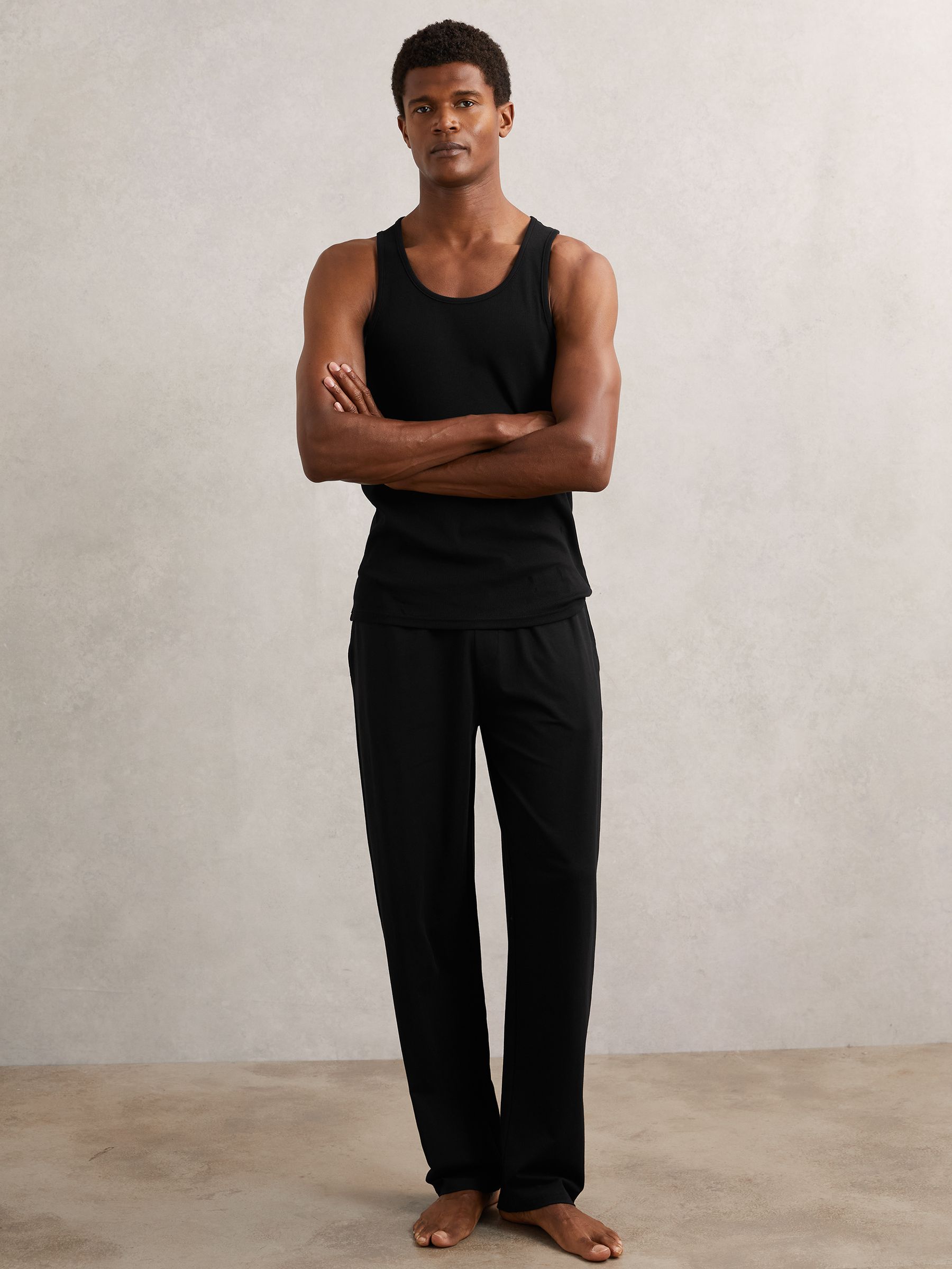Stretch-Cotton Ribbed Vest in Black - Image 4 of 6