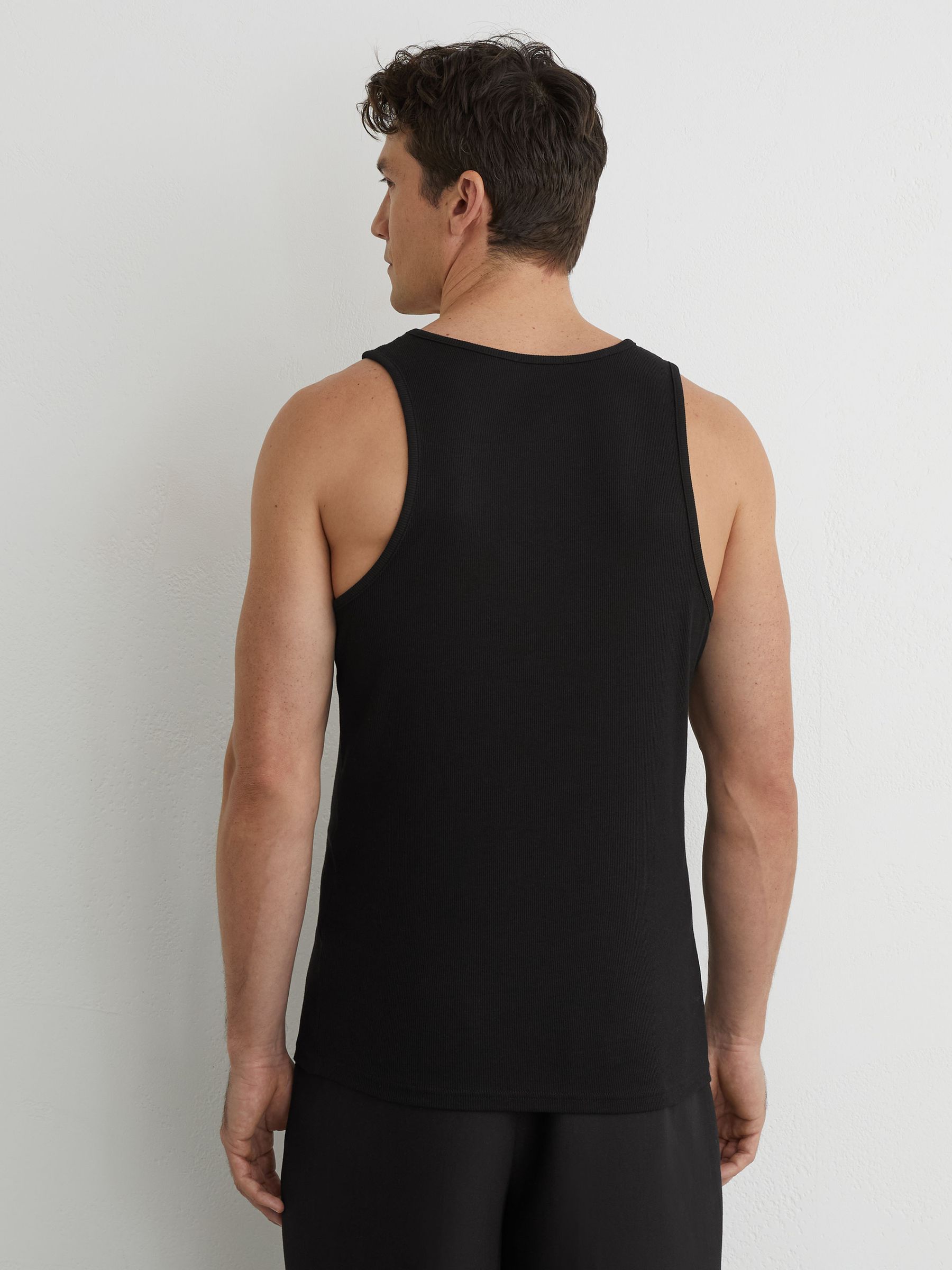 Stretch-Cotton Ribbed Vest in Black - image 5