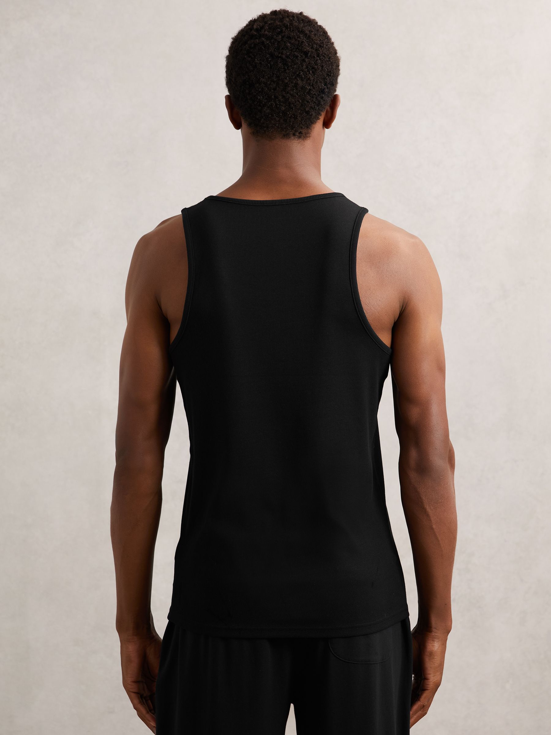 Stretch-Cotton Ribbed Vest in Black - Image 5 of 6