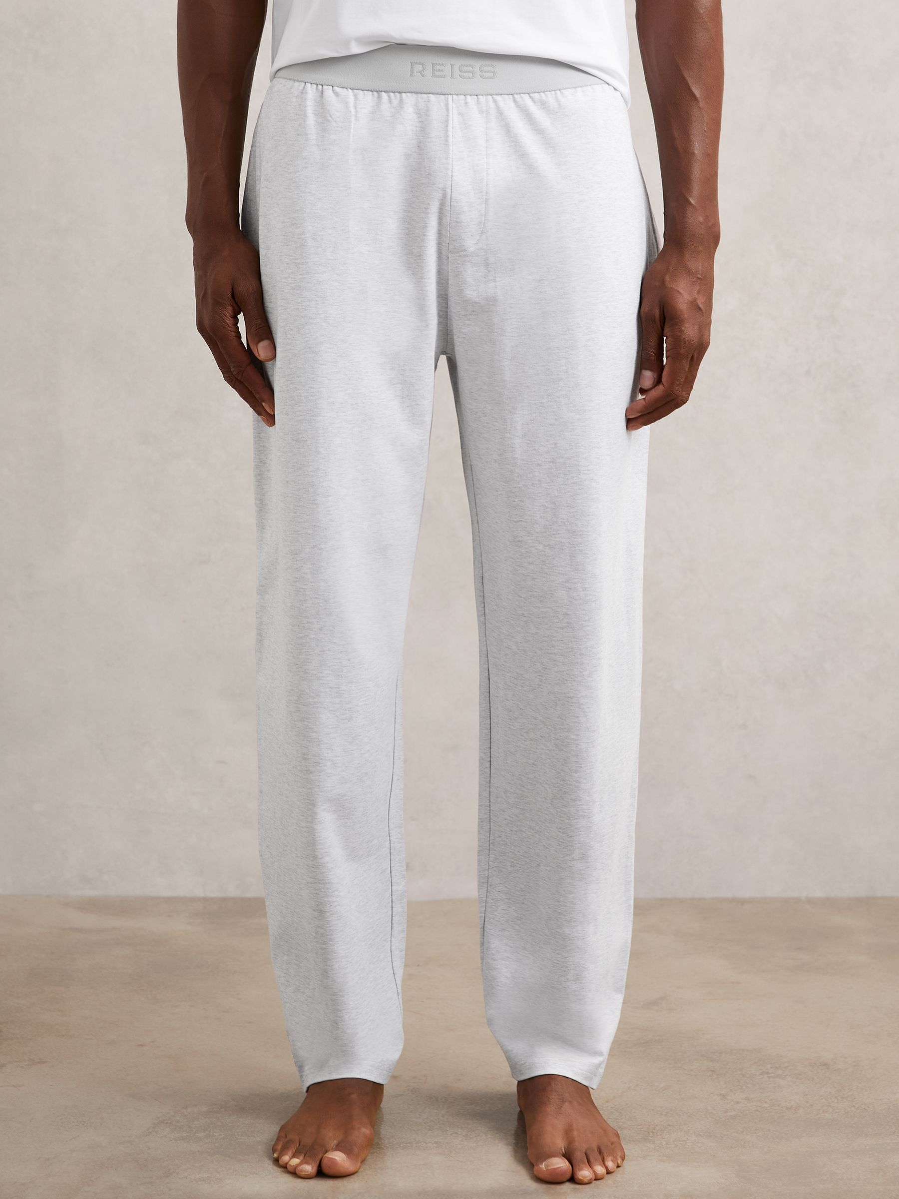Cotton Jersey Logo-Waistband Joggers with Stretch in Soft Grey - Image 3 of 6