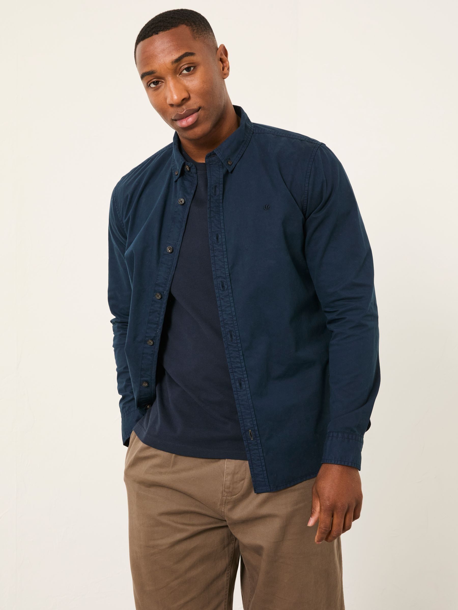 Marlow Navy Long Sleeve Plain Shirt - Image 1 of 6