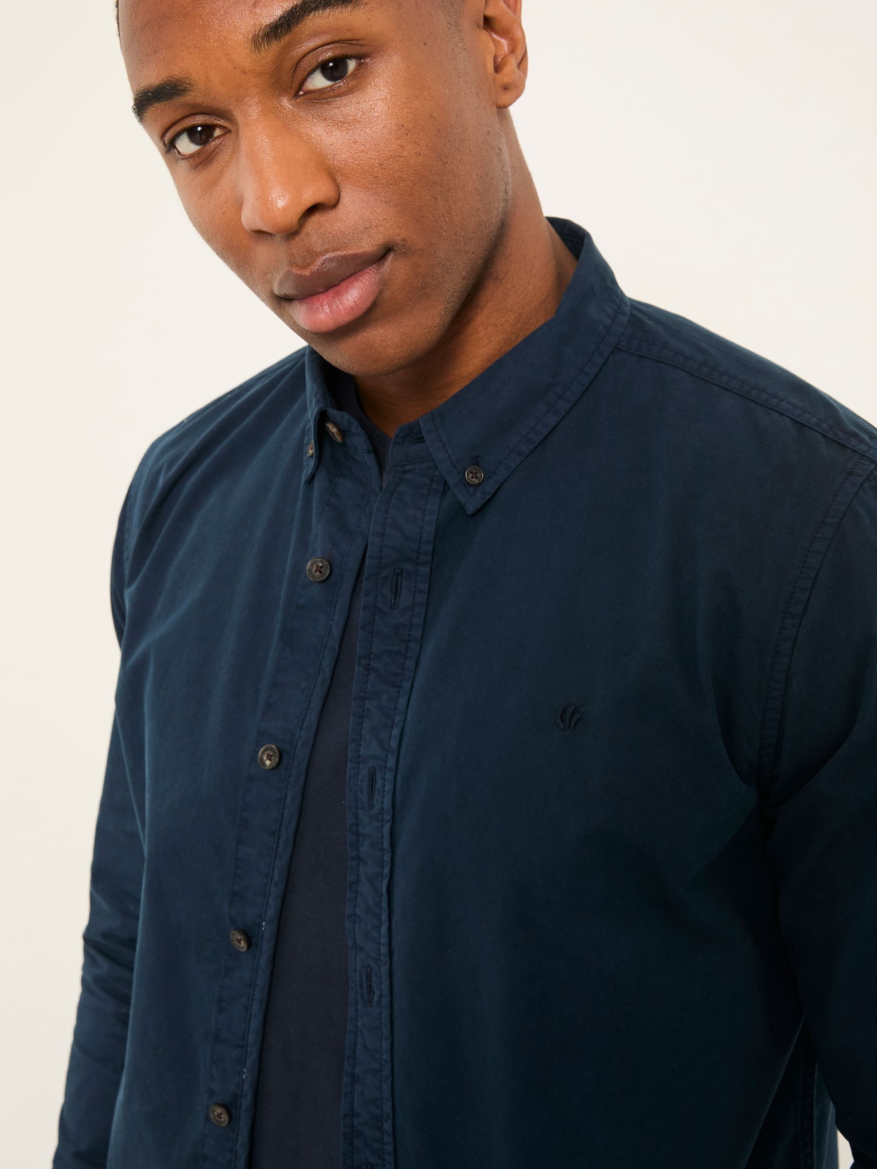 Marlow Navy Long Sleeve Plain Shirt - Image 4 of 6