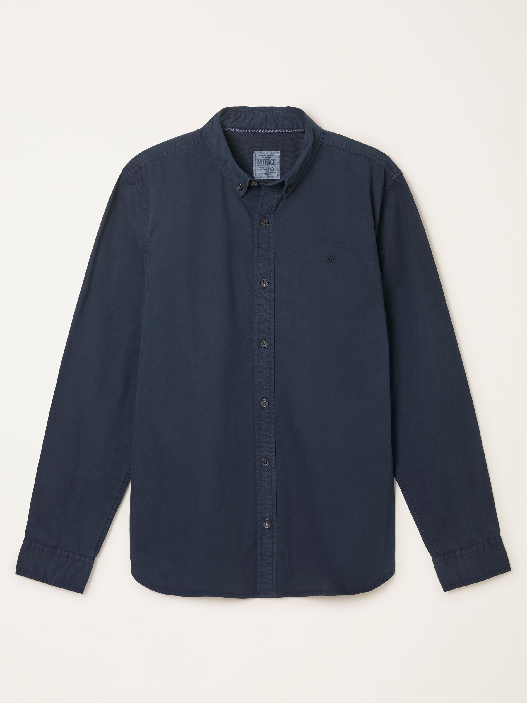 Marlow Navy Long Sleeve Plain Shirt | FatFace