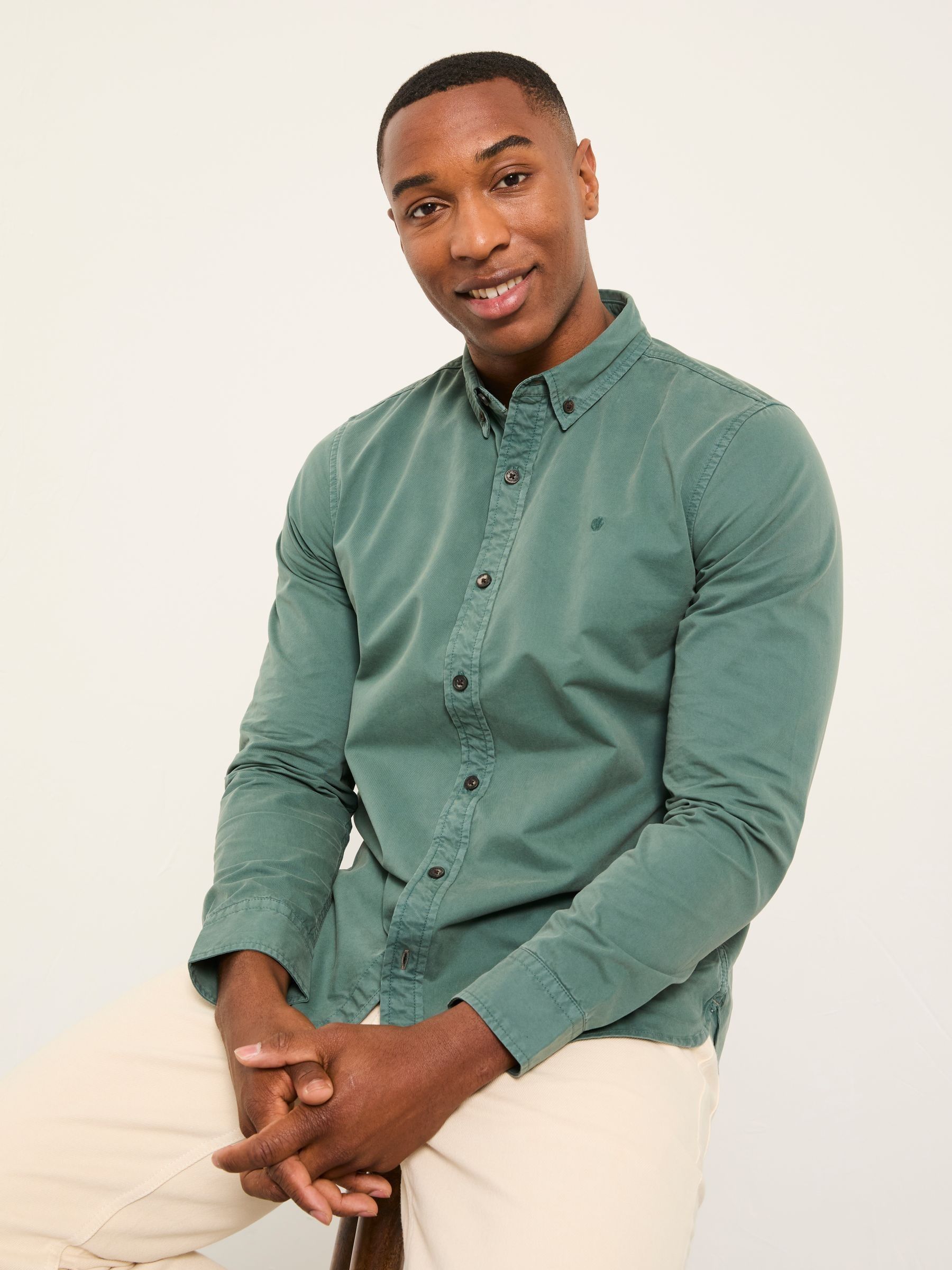 Marlow Green Long Sleeve Plain Shirt - Image 5 of 6