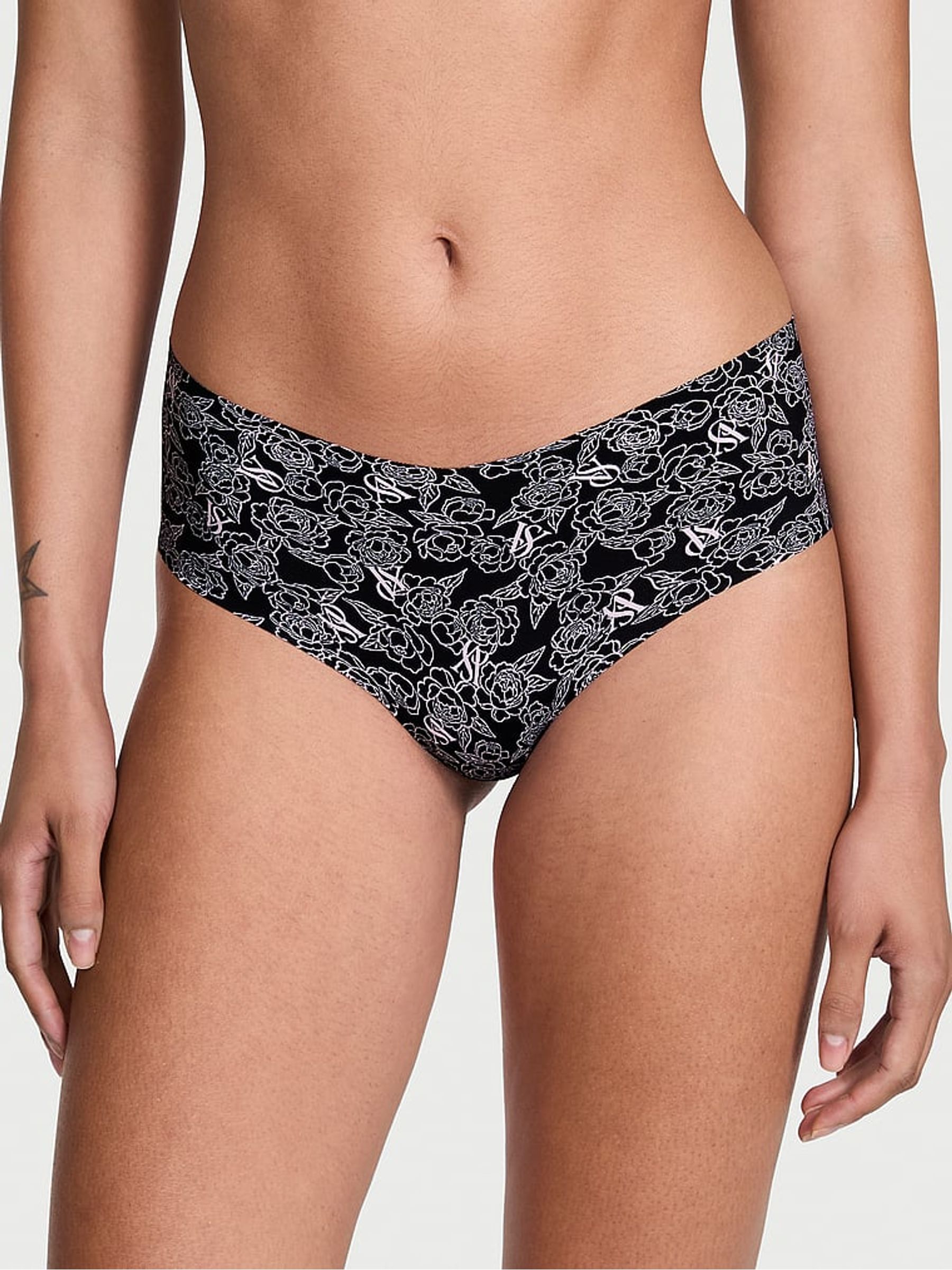 Black Sketch Floral Cheeky Print Knickers - Image 1 of 2