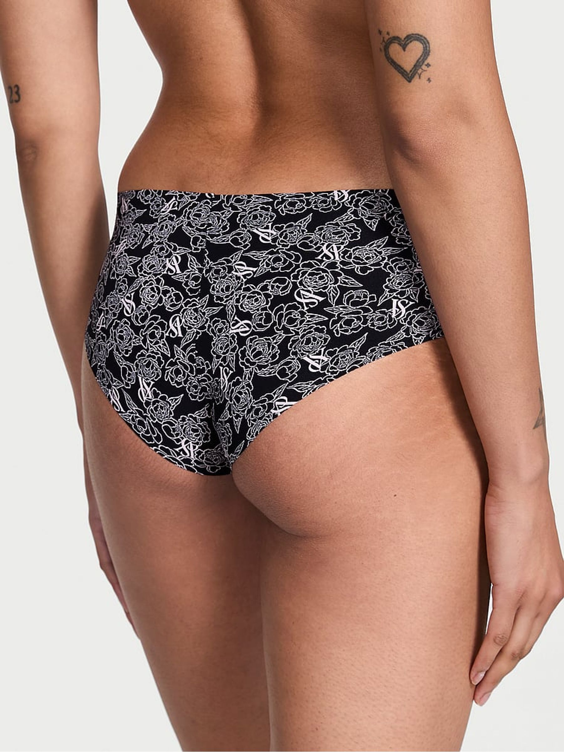 Black Sketch Floral Cheeky Print Knickers - Image 2 of 2