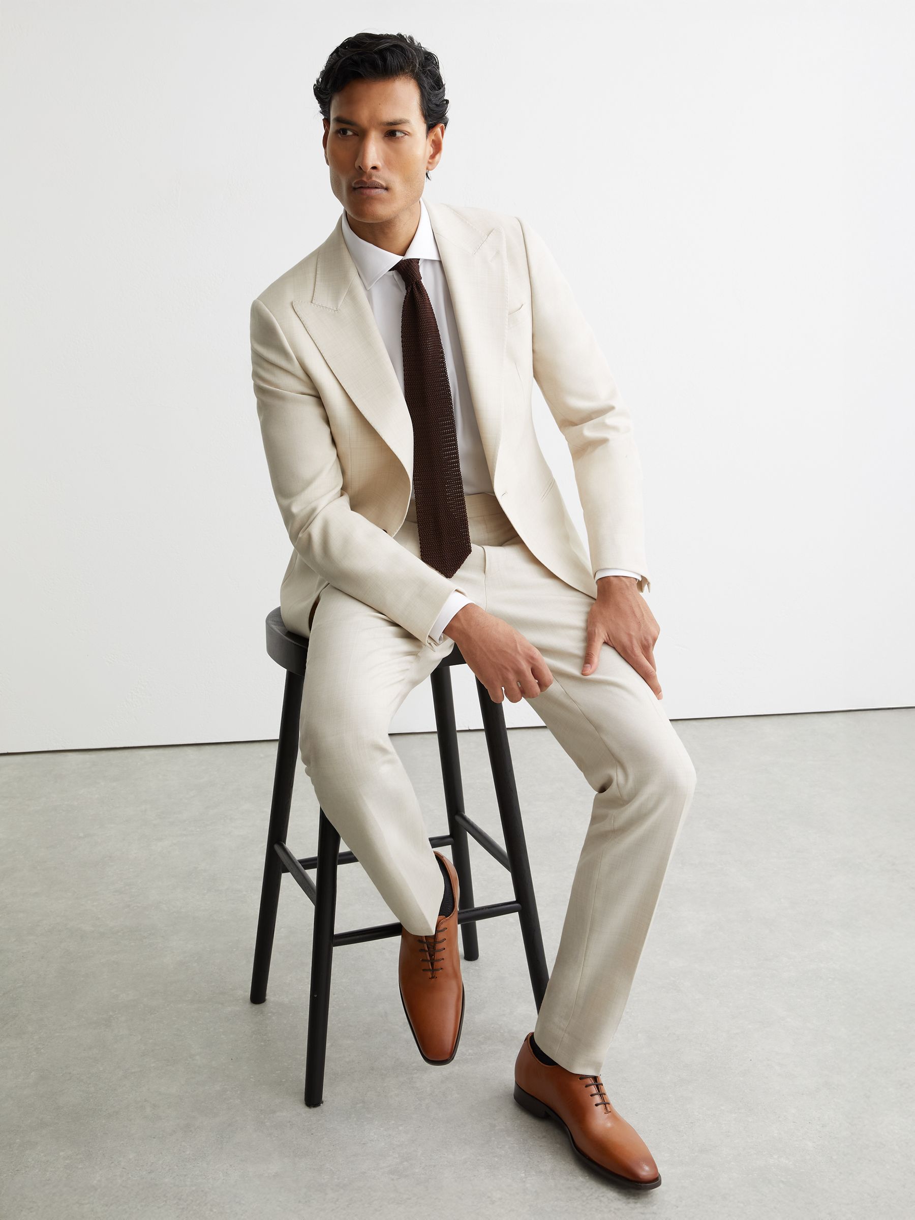 Leather Lace-Up Oxford Shoes in Light Tan - image 1