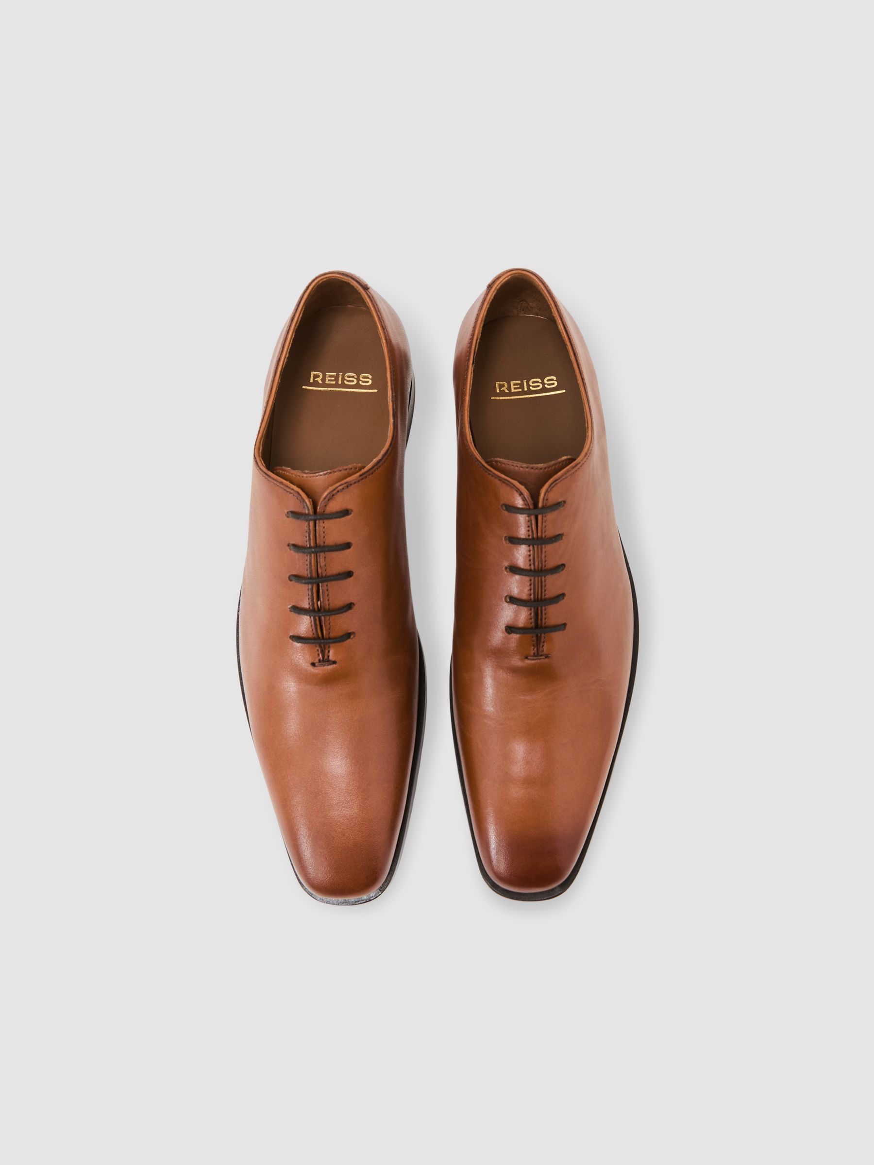 Leather Lace-Up Oxford Shoes in Light Tan - image 3