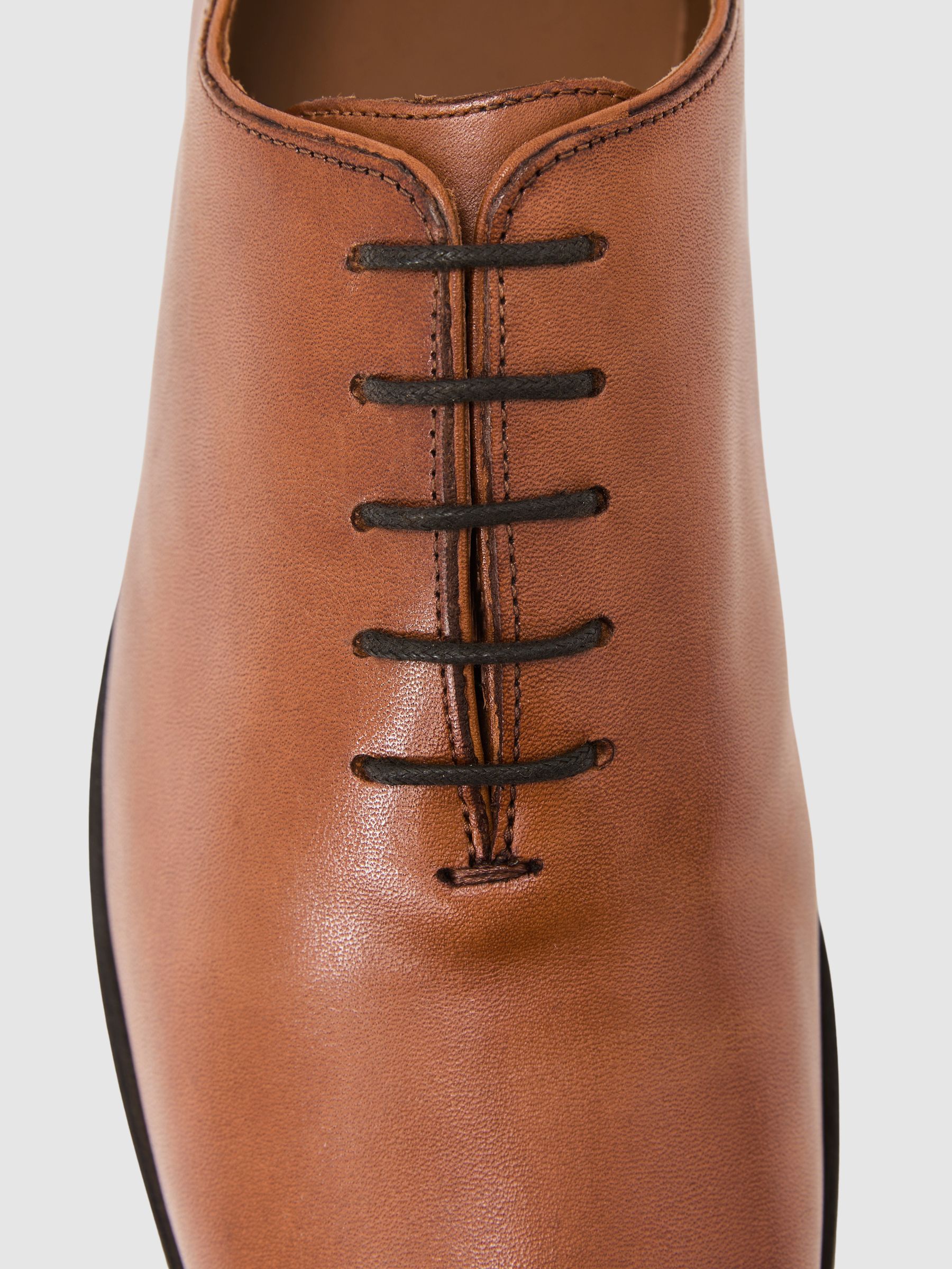 Leather Lace-Up Oxford Shoes in Light Tan - image 2