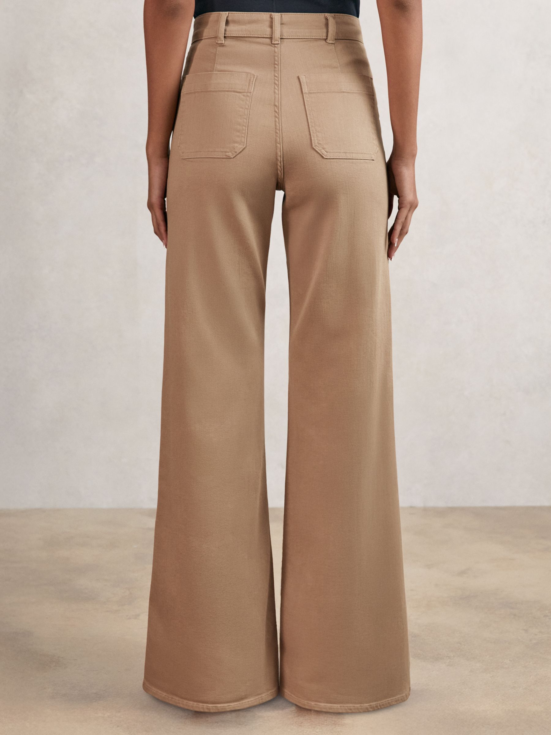 Patch-Pocket Flared Jeans in Taupe Neutral - image 5