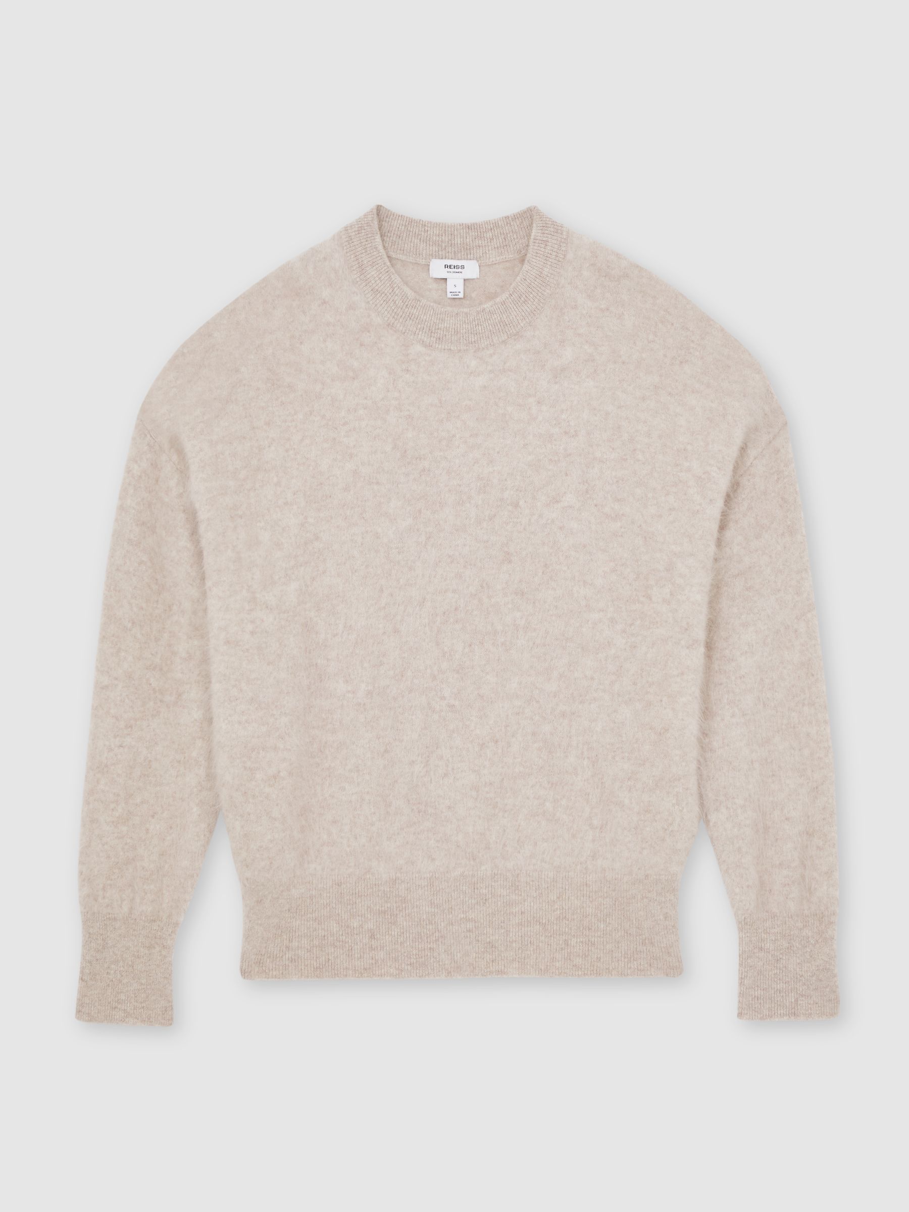 Brushed Cashmere Crew Neck Jumper in Oatmeal Neutral - Image 2 of 7