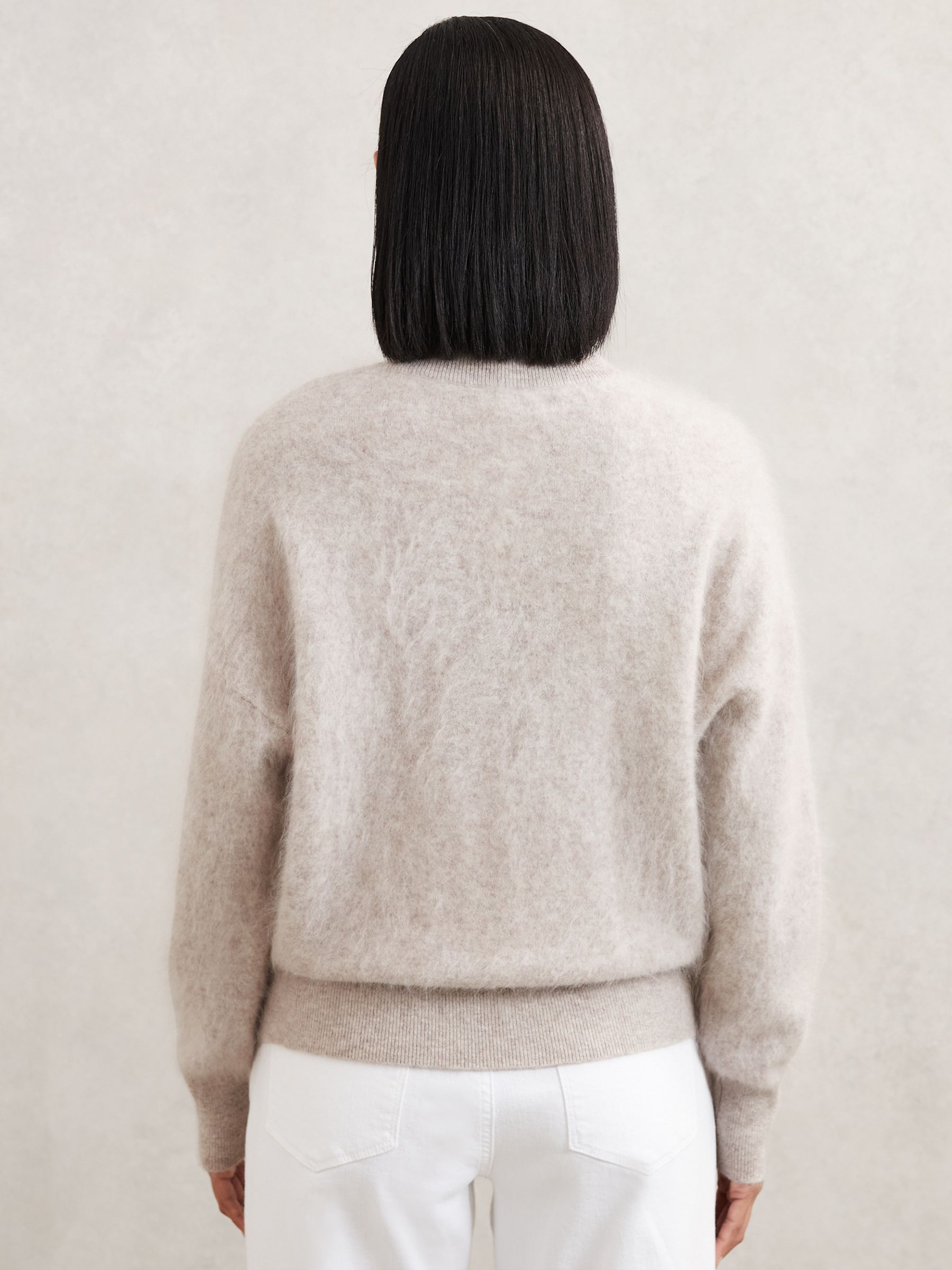 Brushed Cashmere Crew Neck Jumper in Oatmeal Neutral - Image 6 of 7