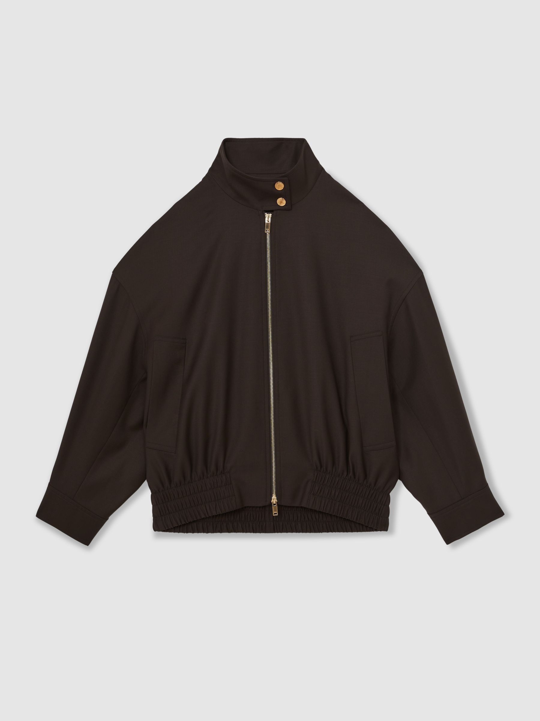 Wool Bomber Jacket in Chocolate Brown - Image 2 of 6