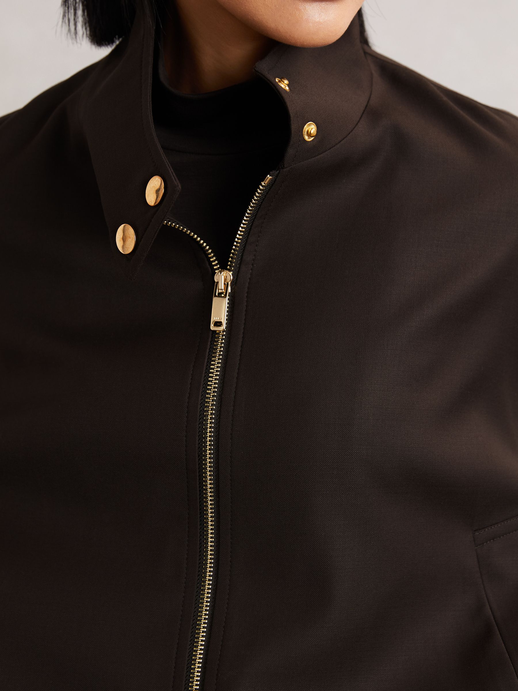 Wool Bomber Jacket in Chocolate Brown - Image 3 of 6