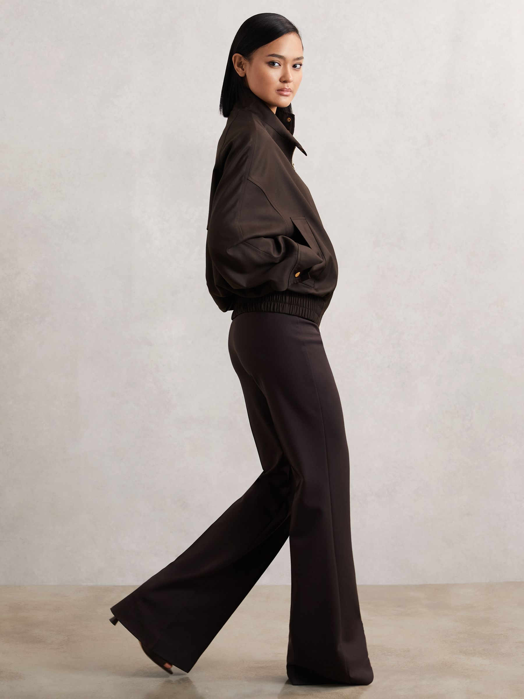 Wool Bomber Jacket in Chocolate Brown - Image 4 of 6