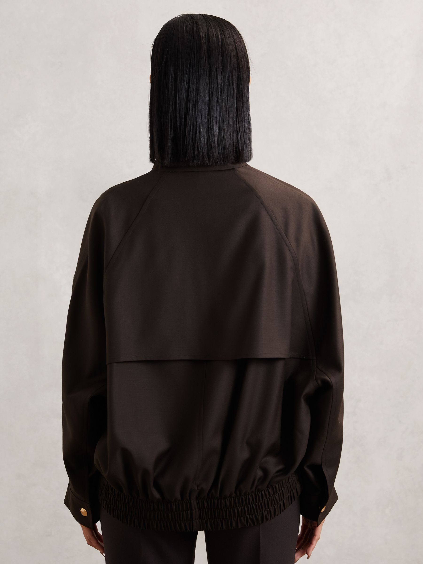 Wool Bomber Jacket in Chocolate Brown - Image 5 of 6