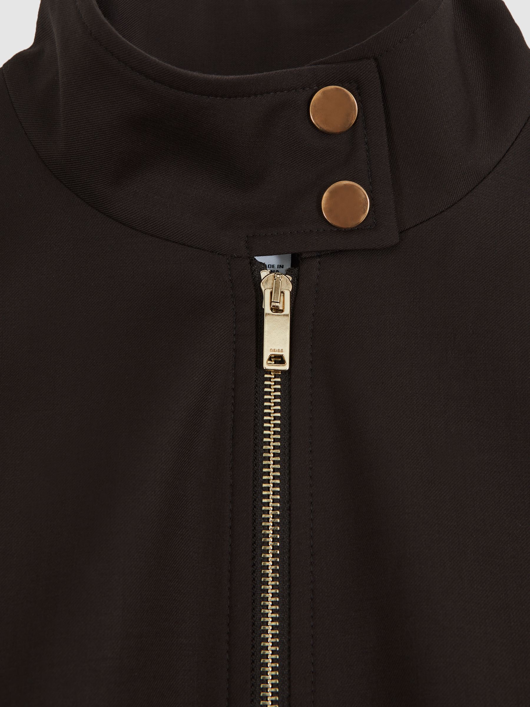 Wool Bomber Jacket in Chocolate Brown - image 4