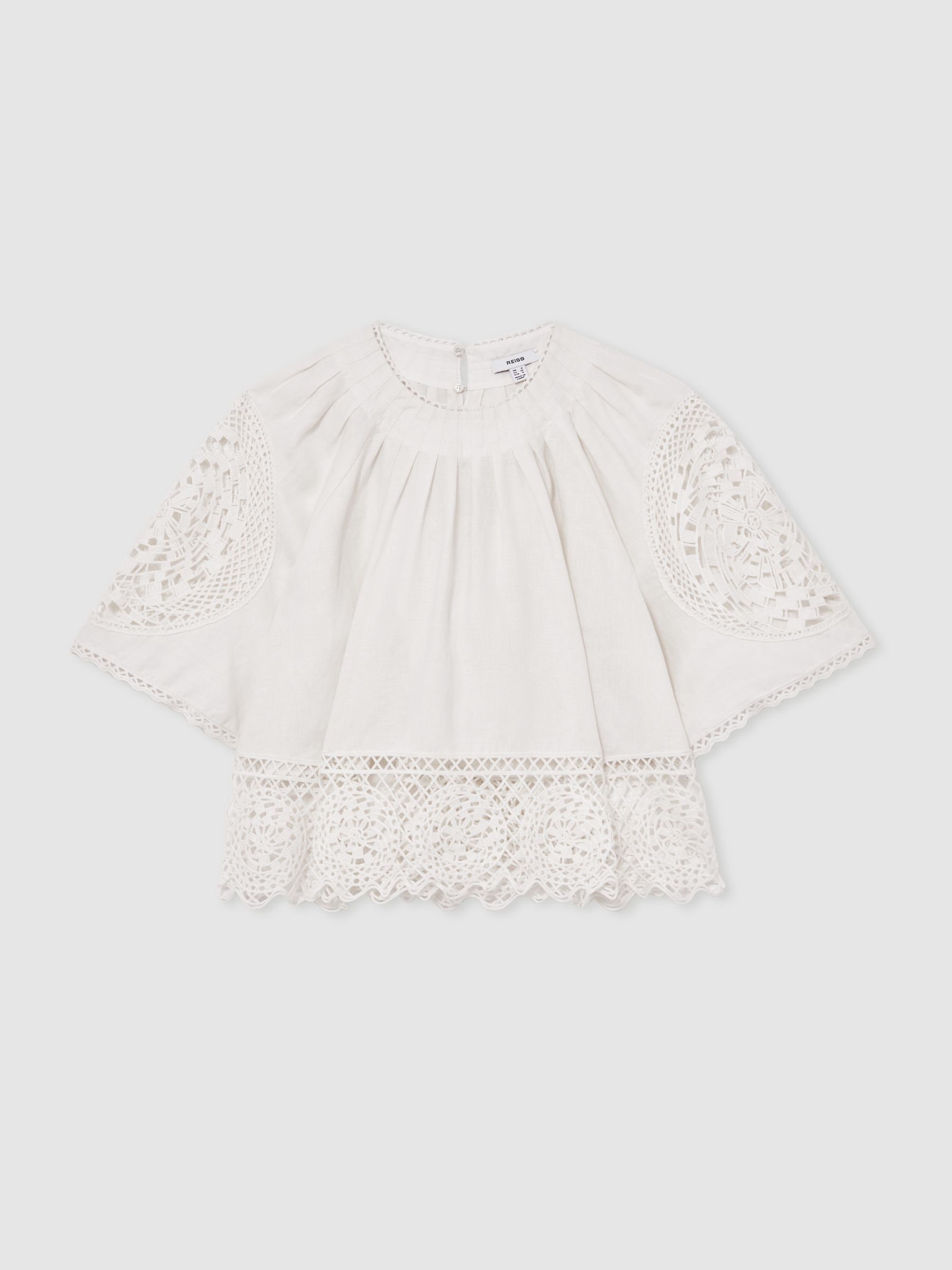 Linen Embroidered Swing Top in Ivory - Image 2 of 7