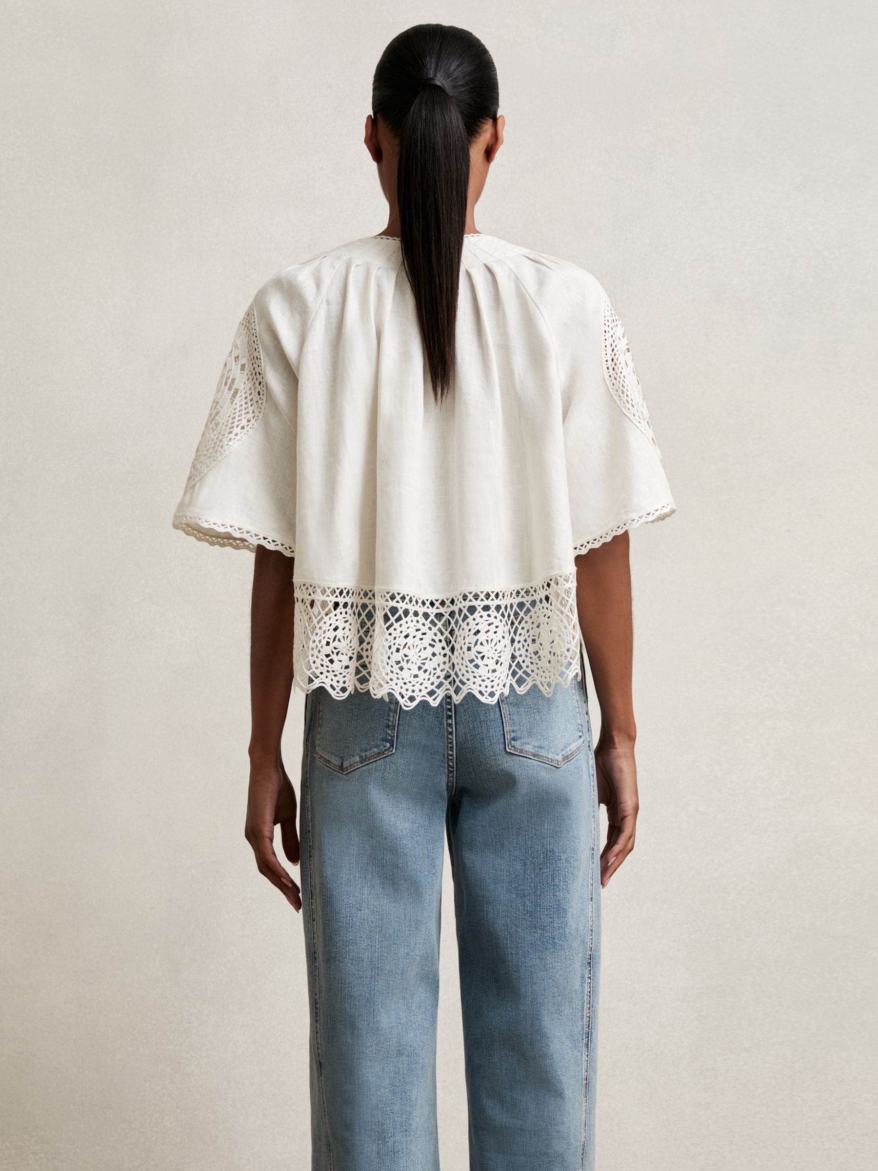 Linen Embroidered Swing Top in Ivory - Image 6 of 7