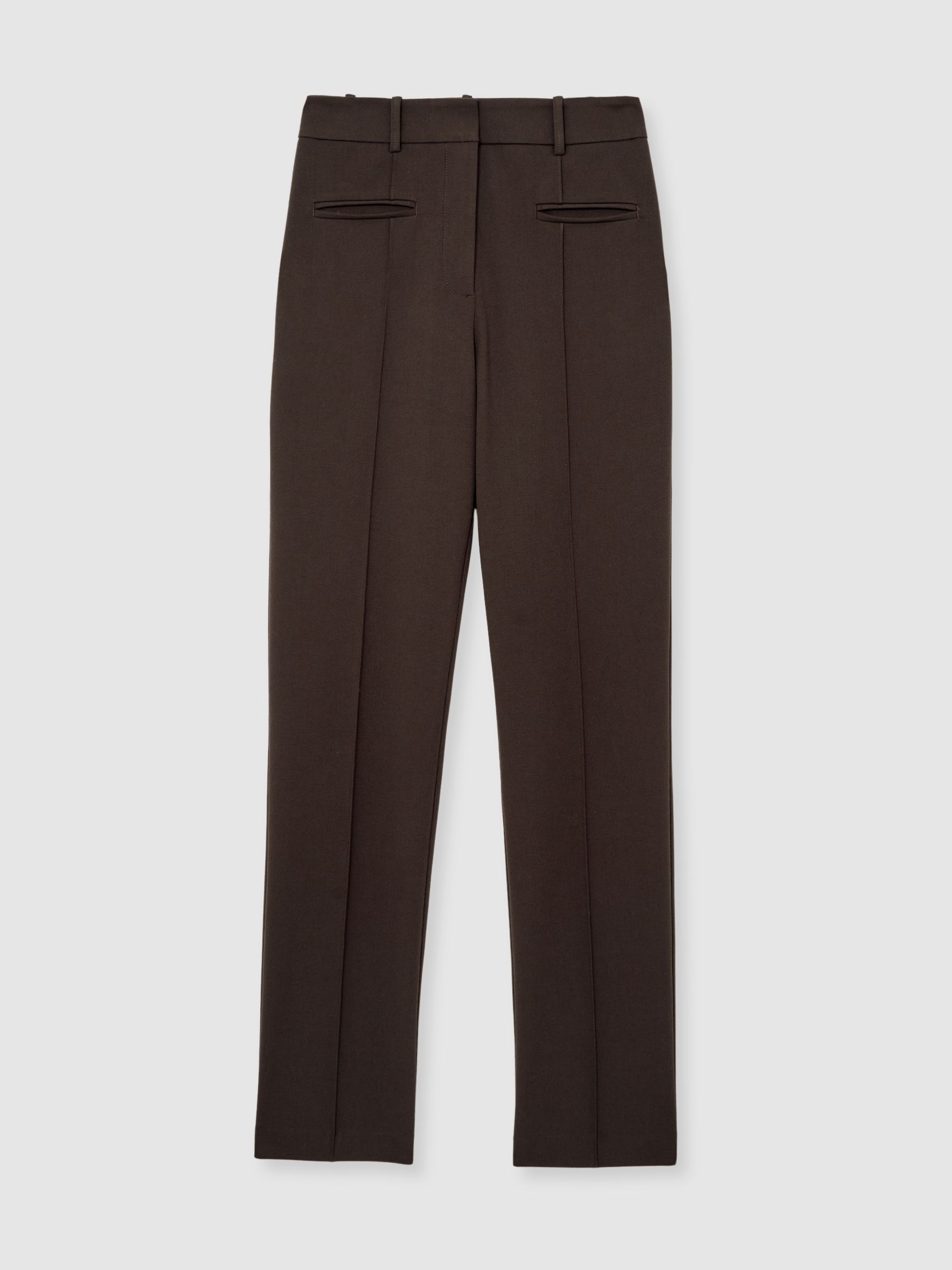 Pintuck Tapered Trousers in Chocolate Brown - Image 2 of 7