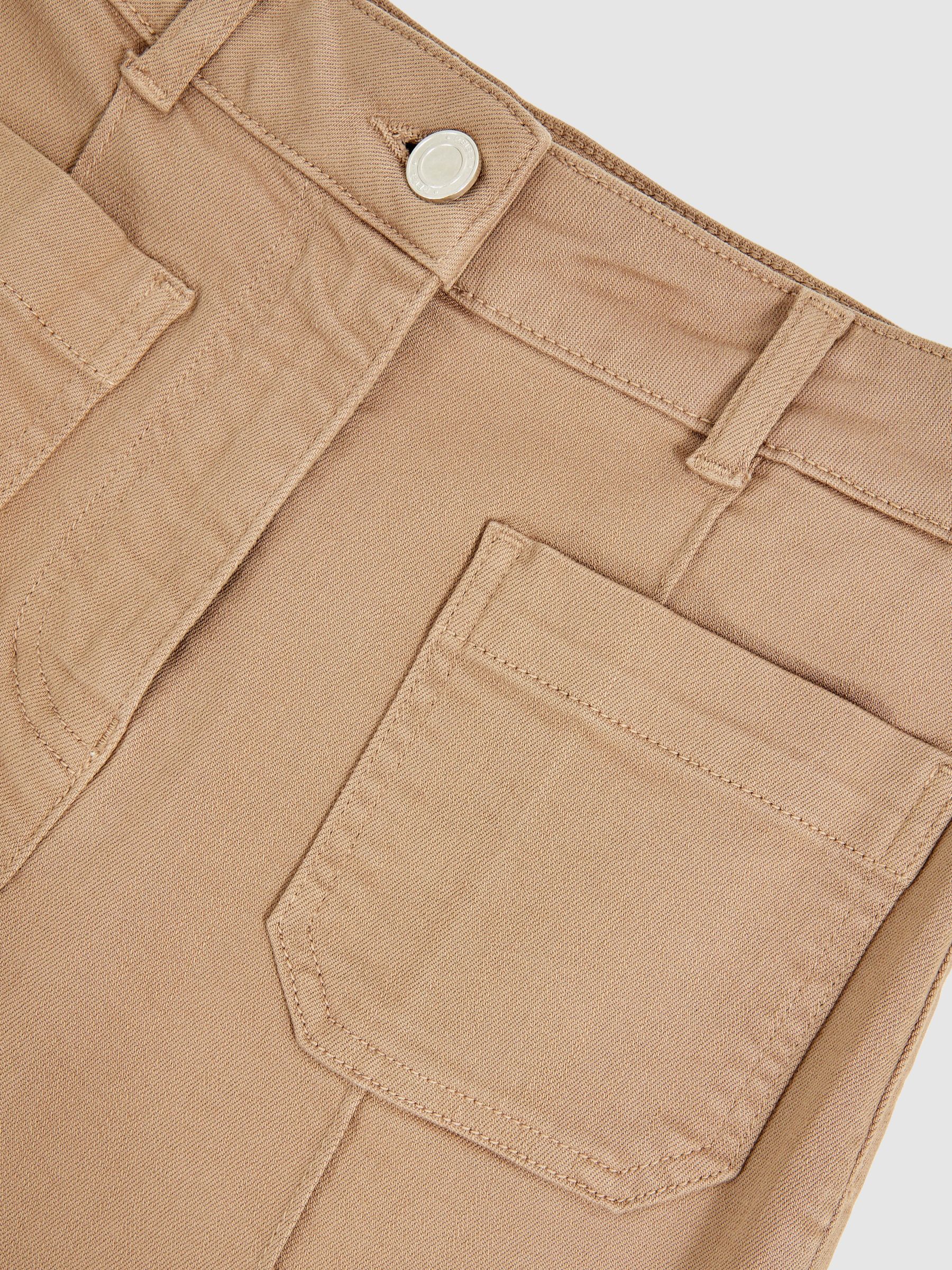 Petite Patch-Pocket Flared Jeans in Taupe Neutral - Image 6 of 7