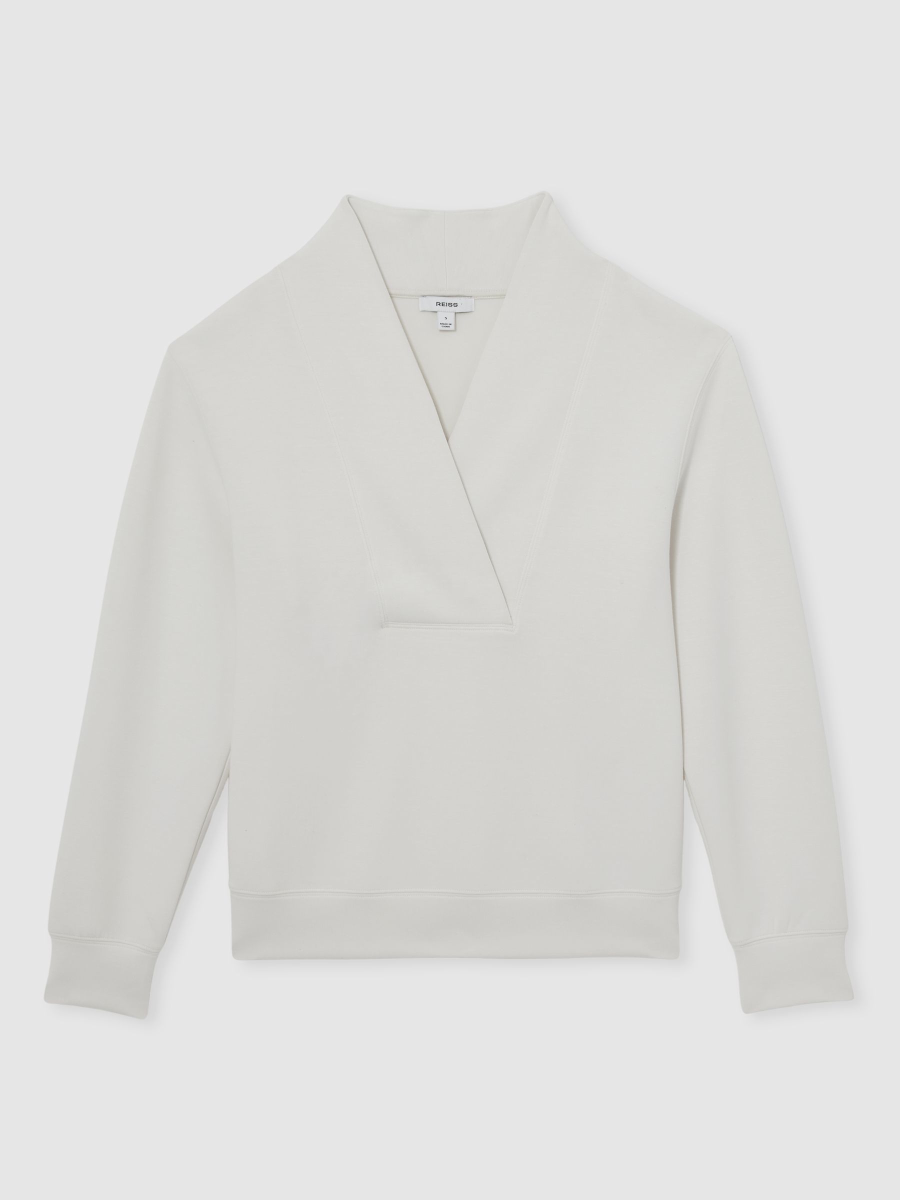 Interlock Shawl-Neck Sweatshirt with Modal in Ivory - Image 2 of 6