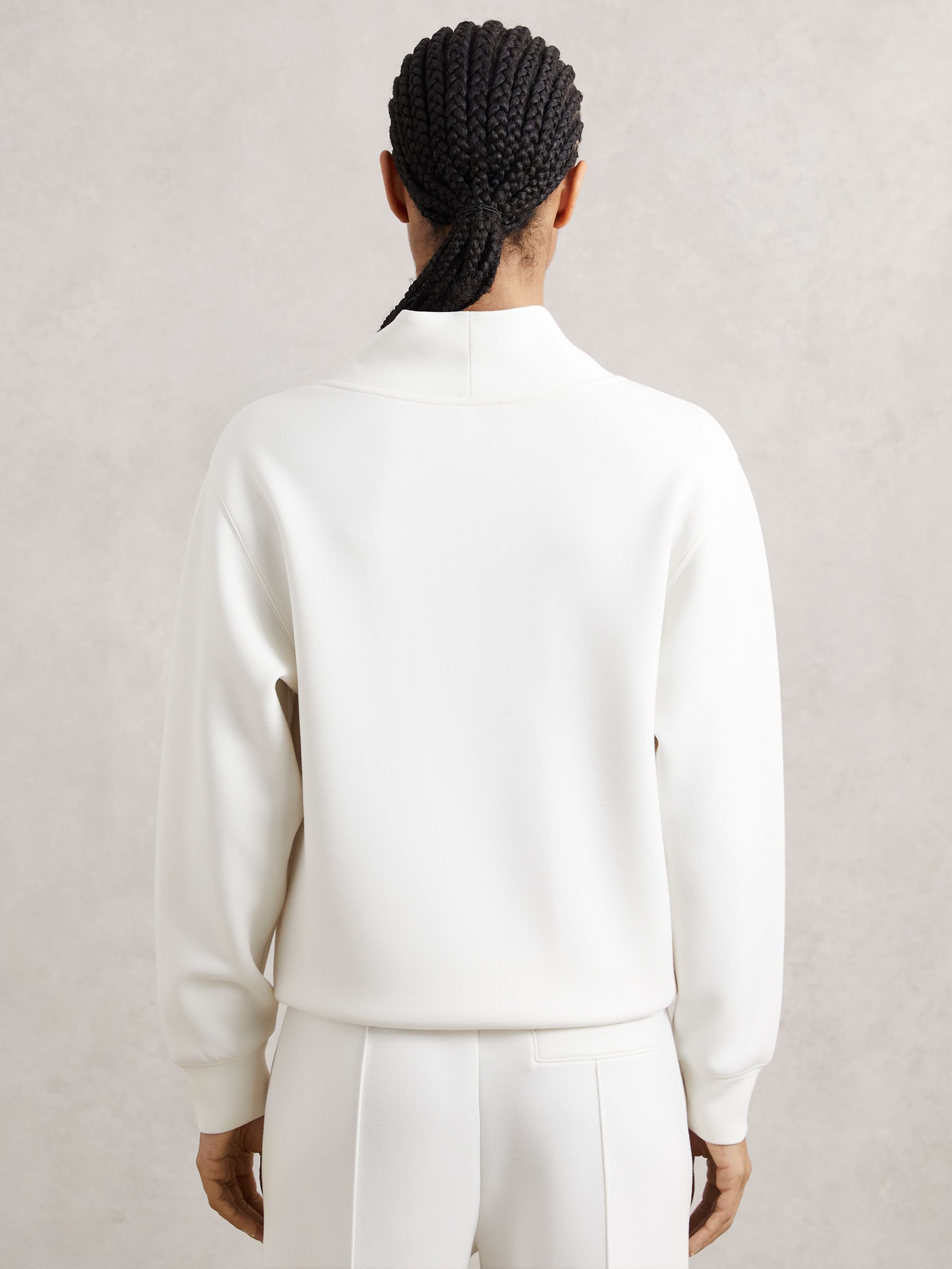 Interlock Shawl-Neck Sweatshirt with Modal in Ivory - Image 5 of 6