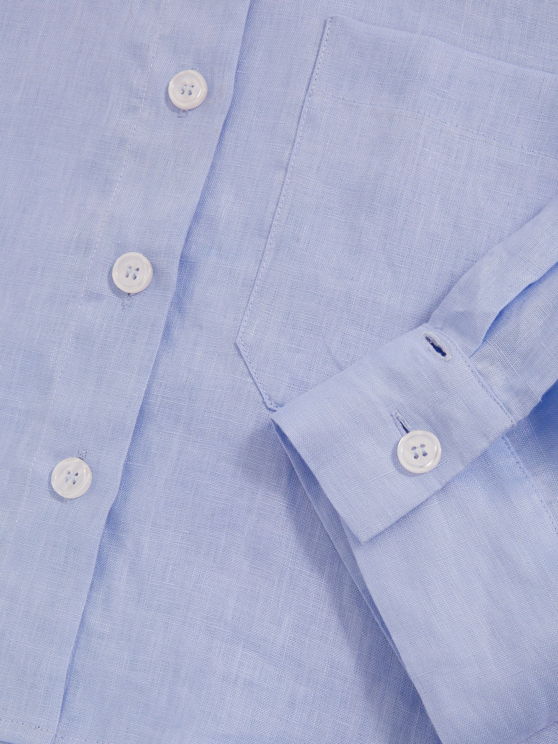 Linen Oversize Cropped Shirt in Blue - image 2