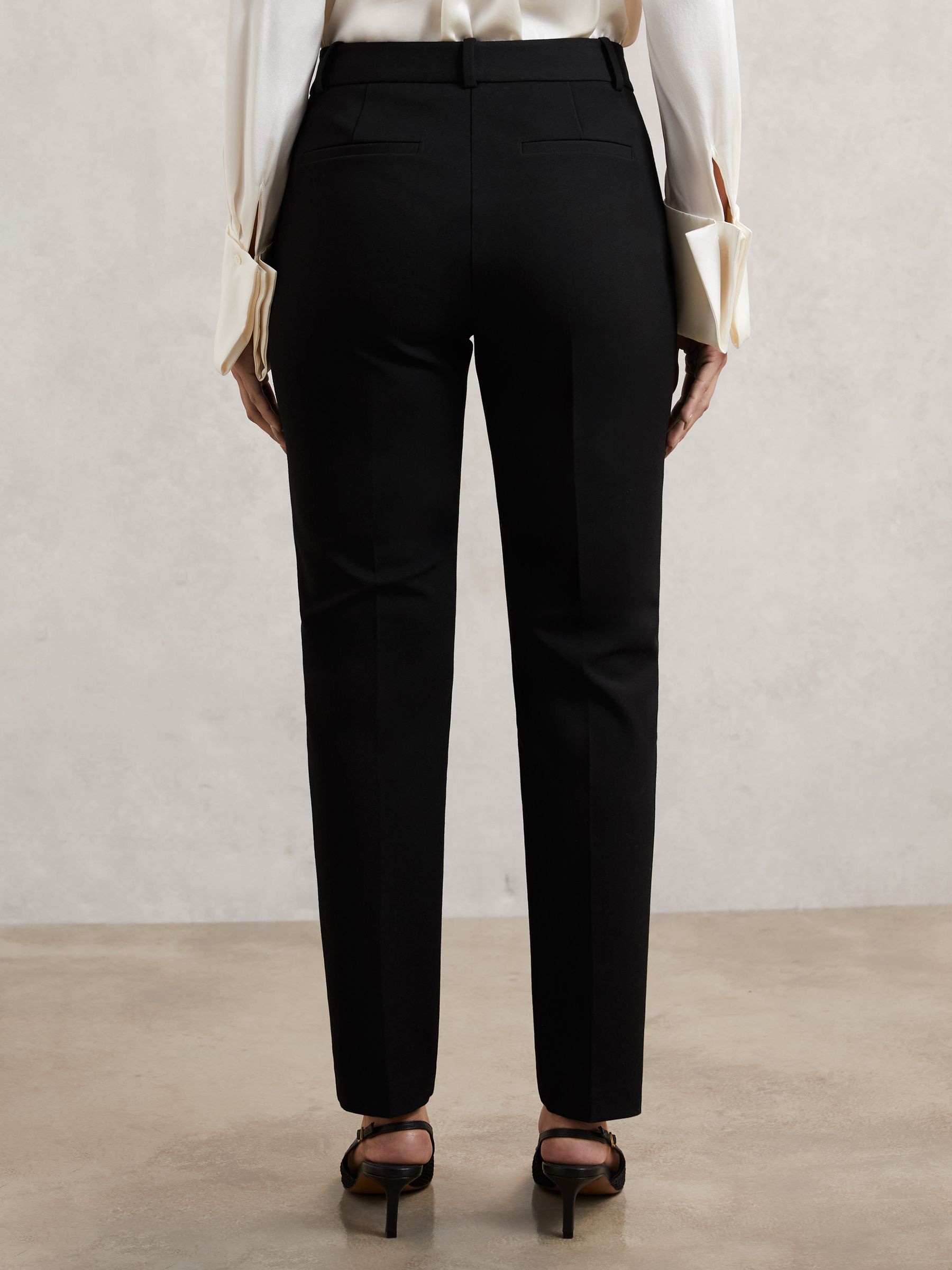 Petite Pintuck Tapered Trousers in Black - Image 6 of 8