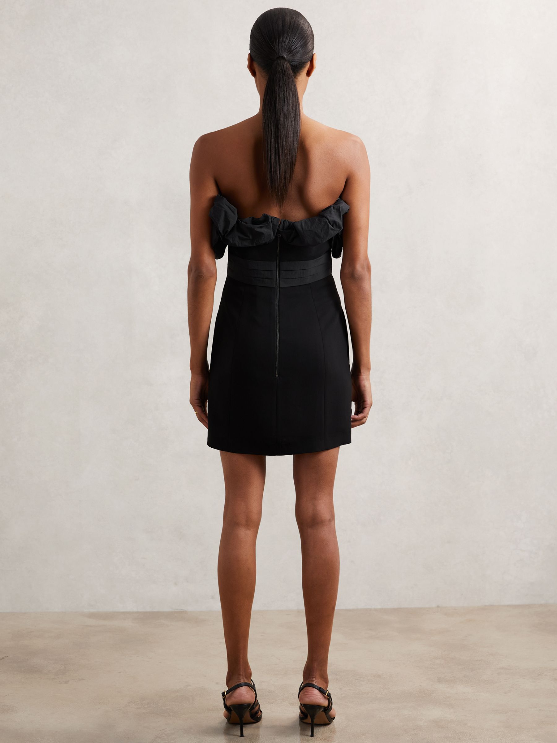 Sculptural Strapless Mini Dress in Black - Image 4 of 5