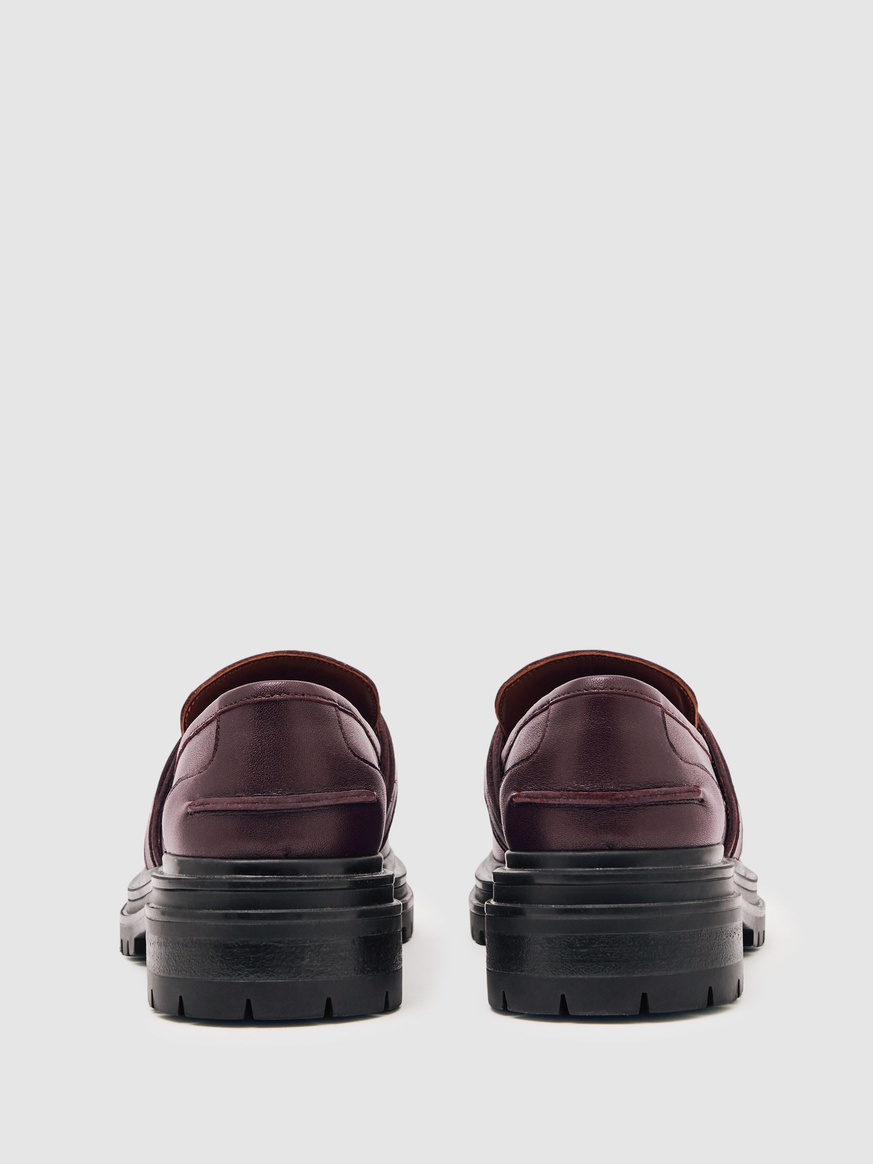 Leather Strap-Detail Lug-Sole Loafers in Burgundy - Image 4 of 5