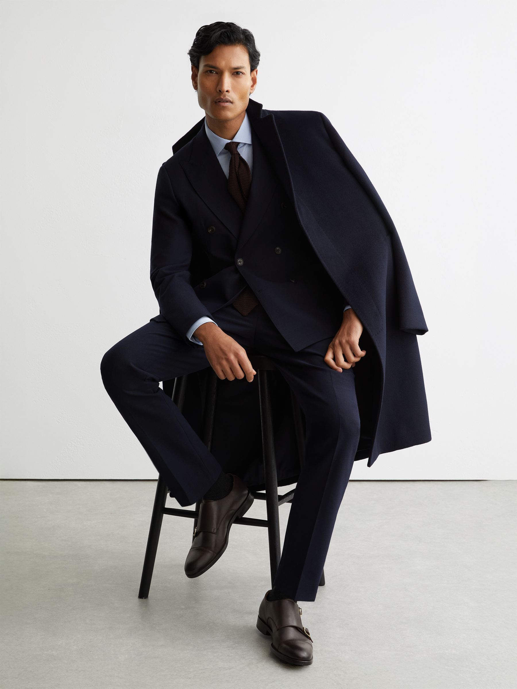 Leather Double Monk Strap Shoes in Dark Brown - Image 1 of 6