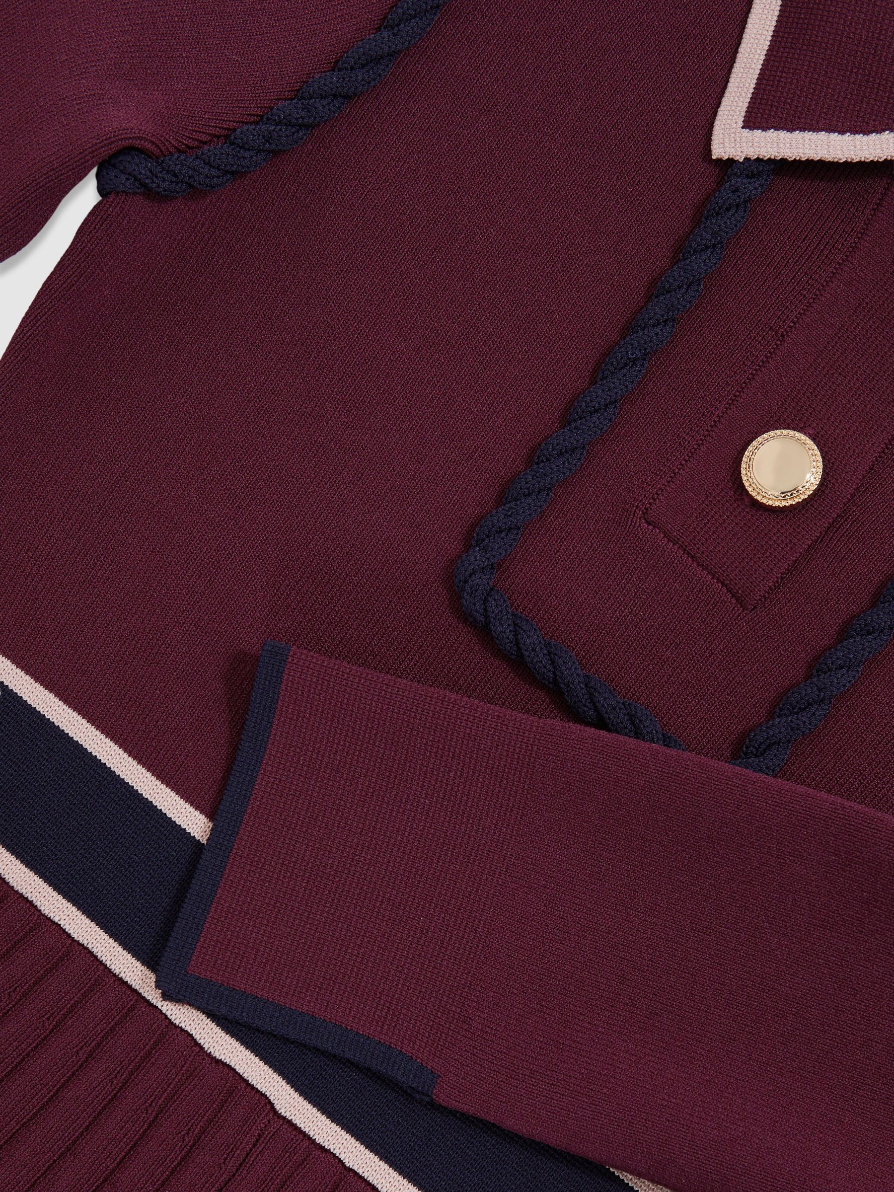 3-9 yrs Piped Knitted Skater Dress in Berry - Image 4 of 4