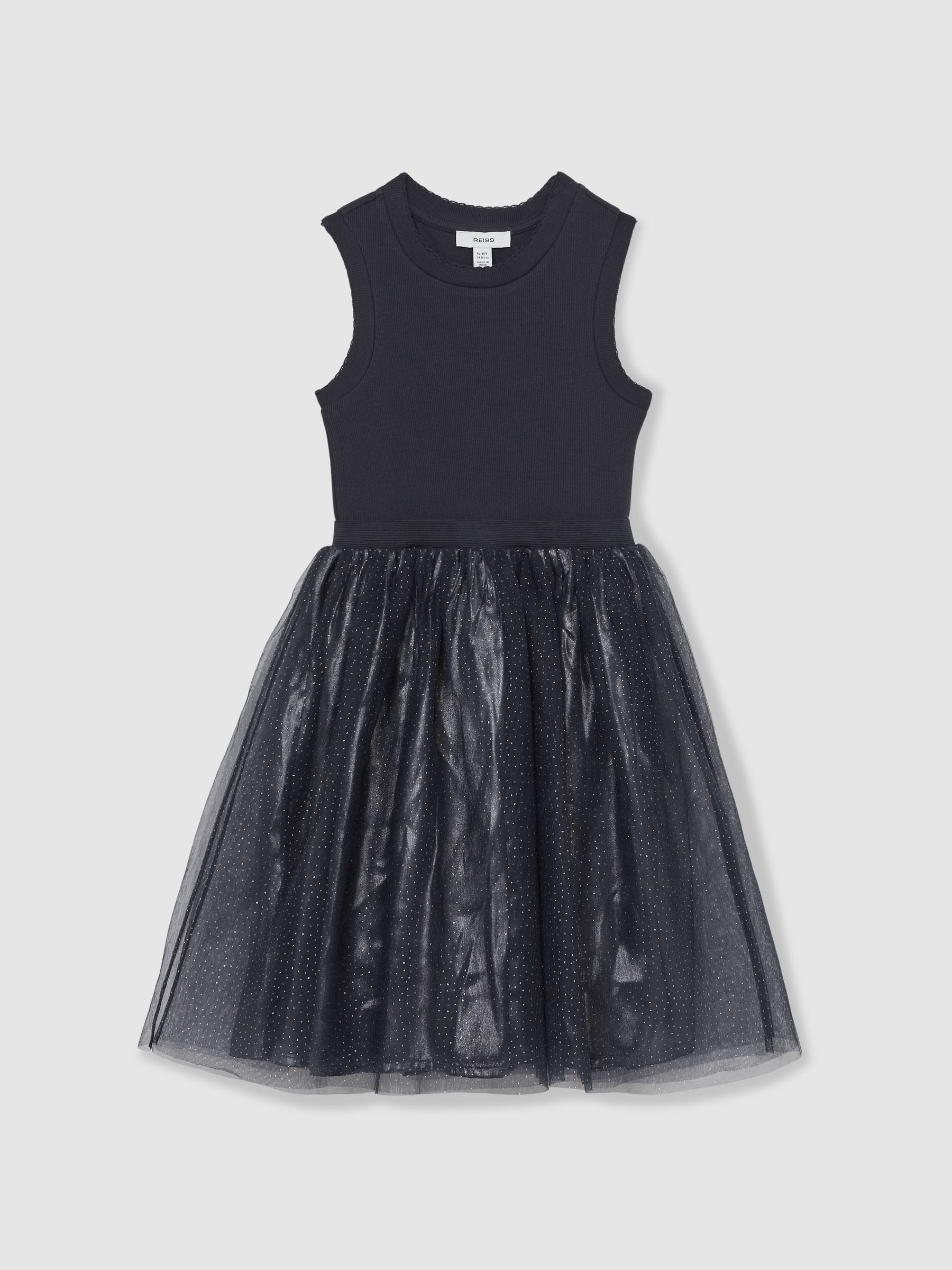 Knit-Bodice Tulle Dress in Navy - Image 2 of 4