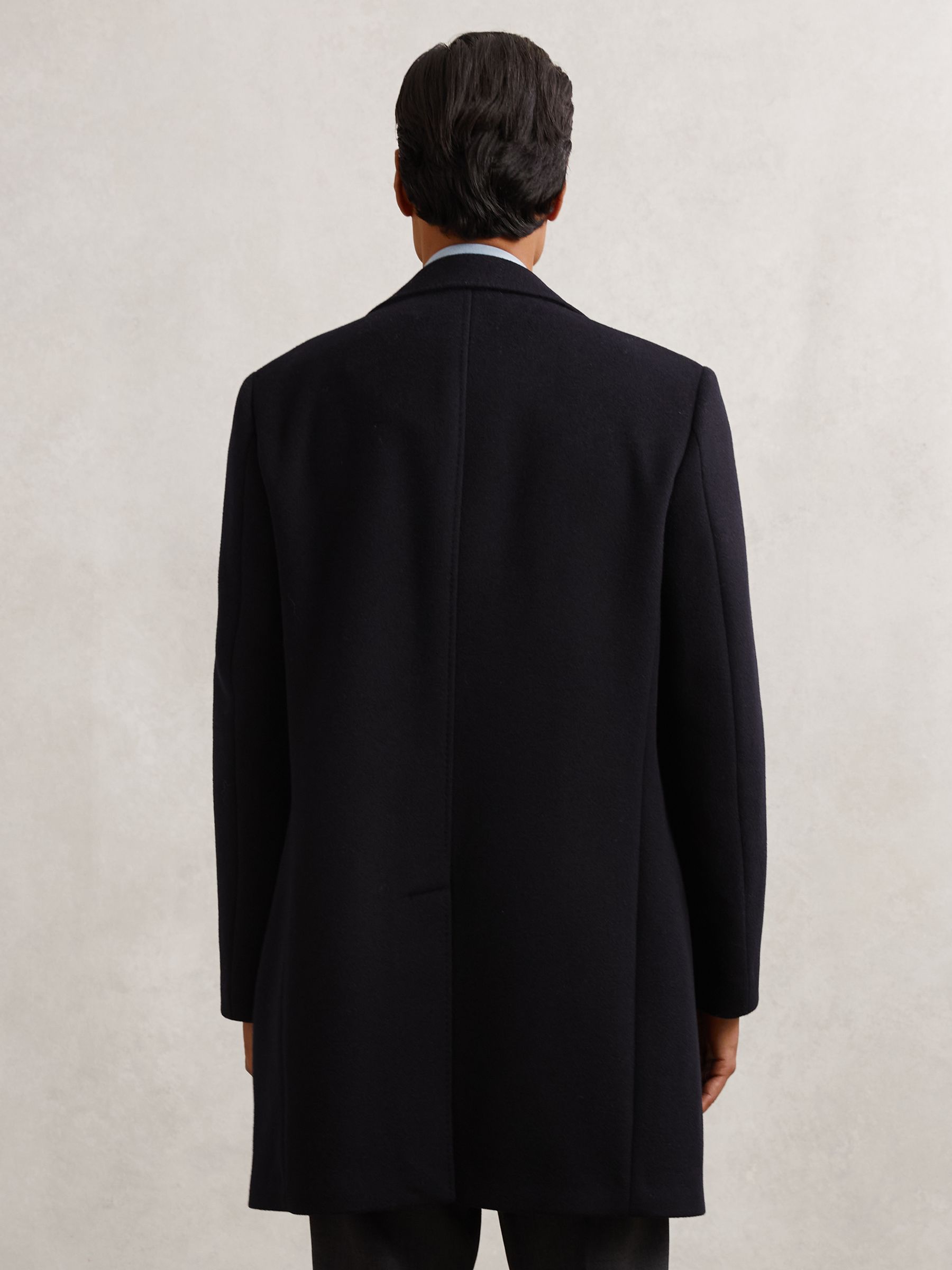 Wool-Blend Double-Breasted Overcoat in Navy - image 4