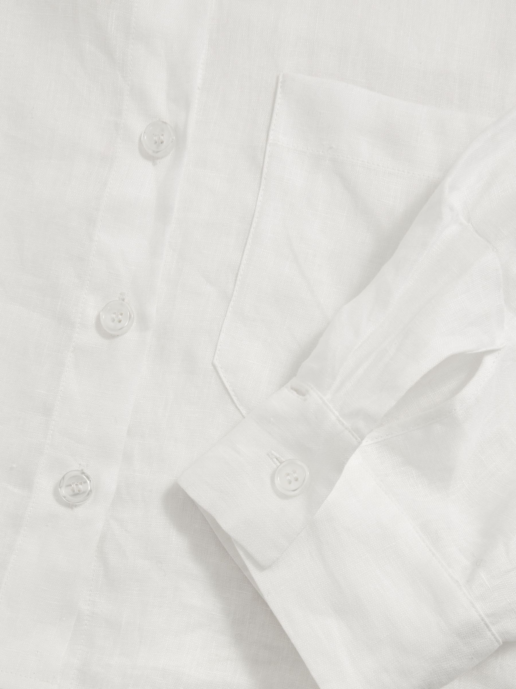 Linen Oversize Cropped Shirt in White - image 2