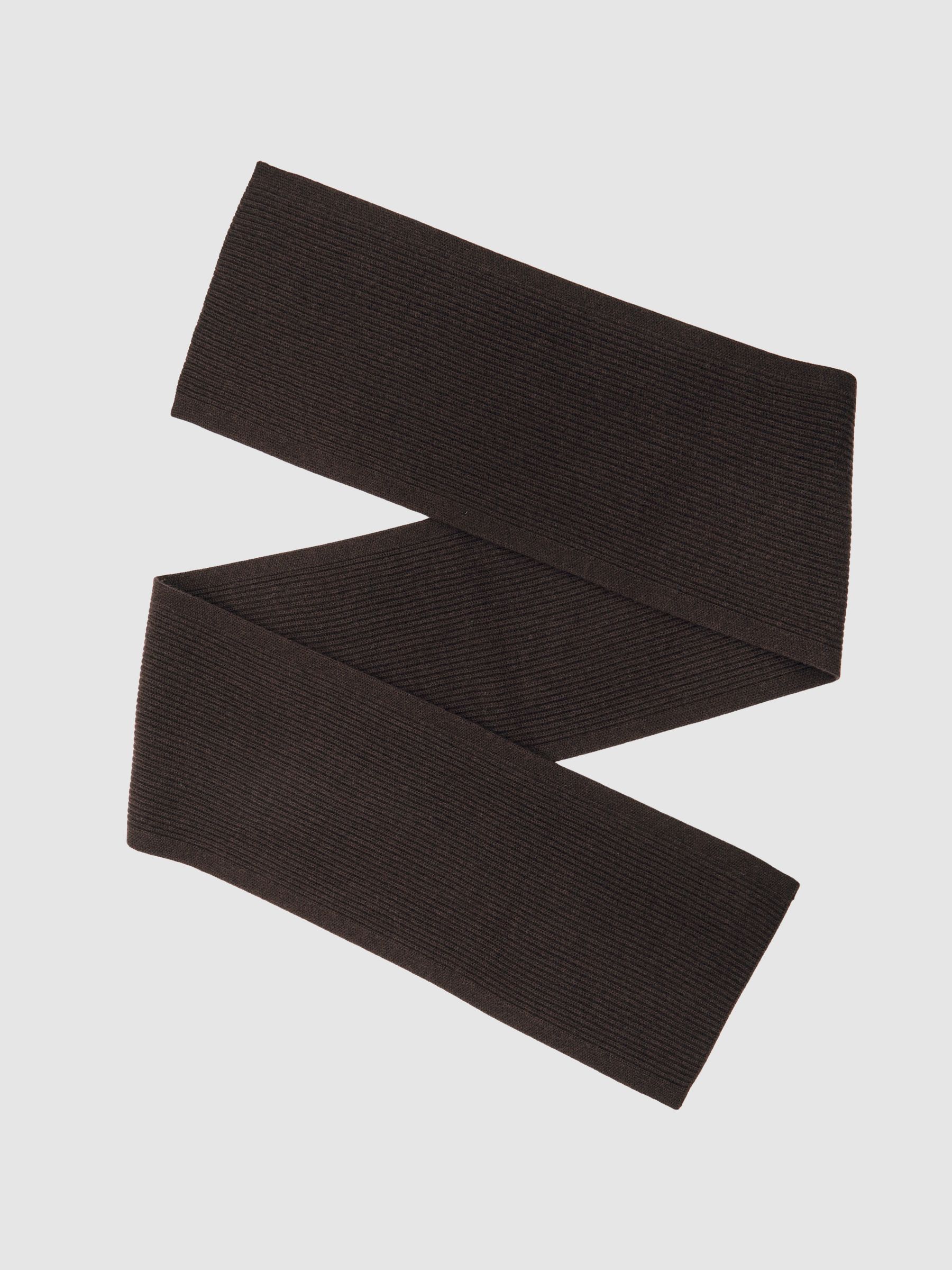 Wool Rib-Knit Scarf in Chocolate Brown - image 5