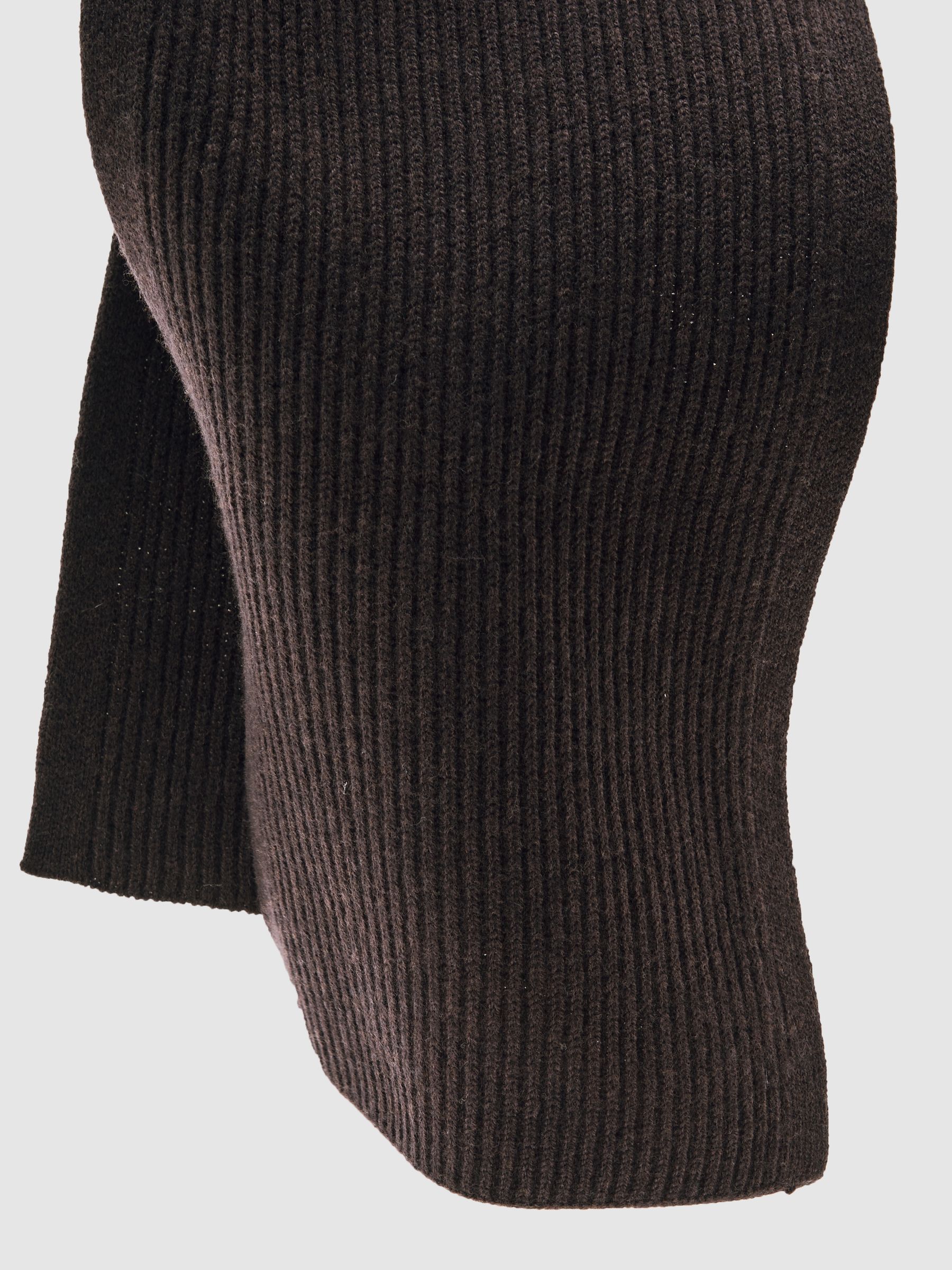 Wool Rib-Knit Scarf in Chocolate Brown - image 2