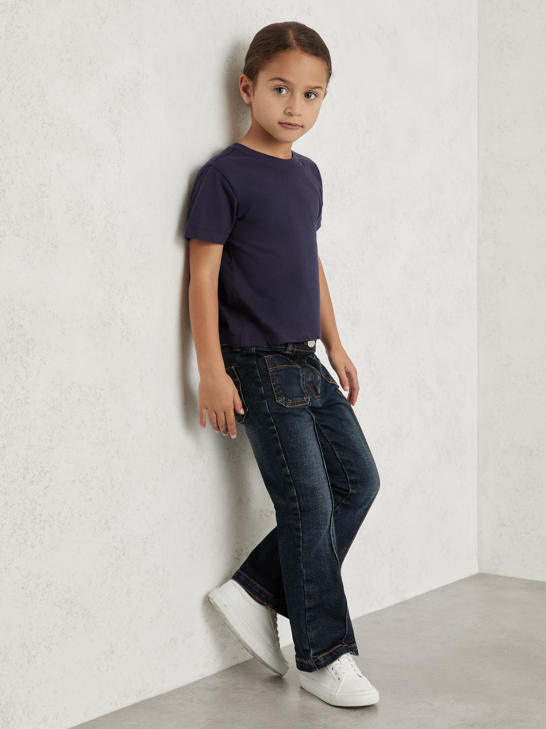 9-13 yrs Cotton Crew Neck T-Shirt in Navy - Image 3 of 4